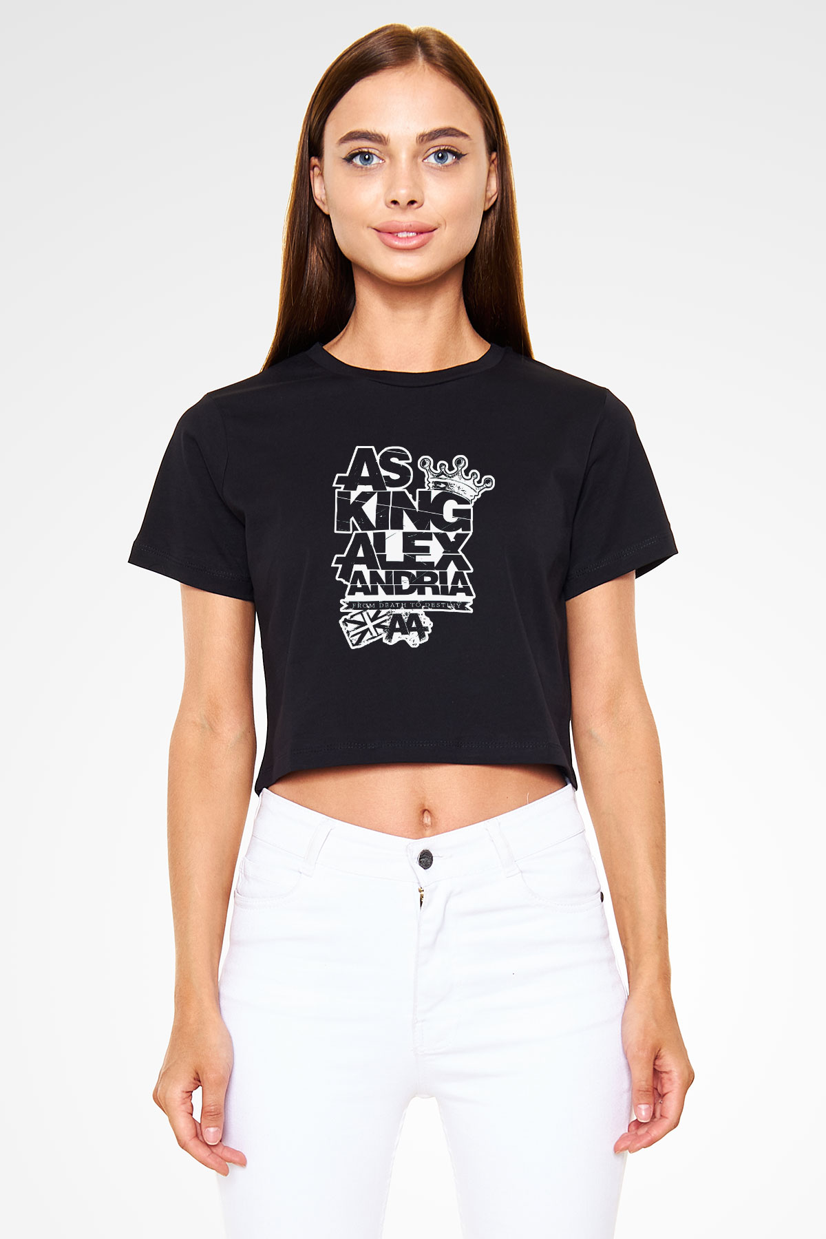 Asking Alexandria Siyah Crop Top Tişört