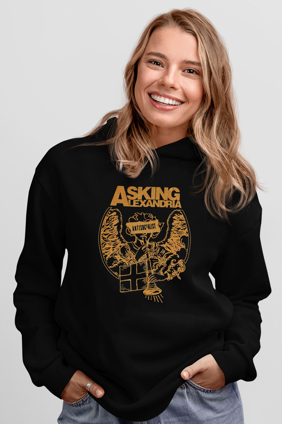 Asking Alexandria Siyah Unisex Kapüşonlu Sweatshirt