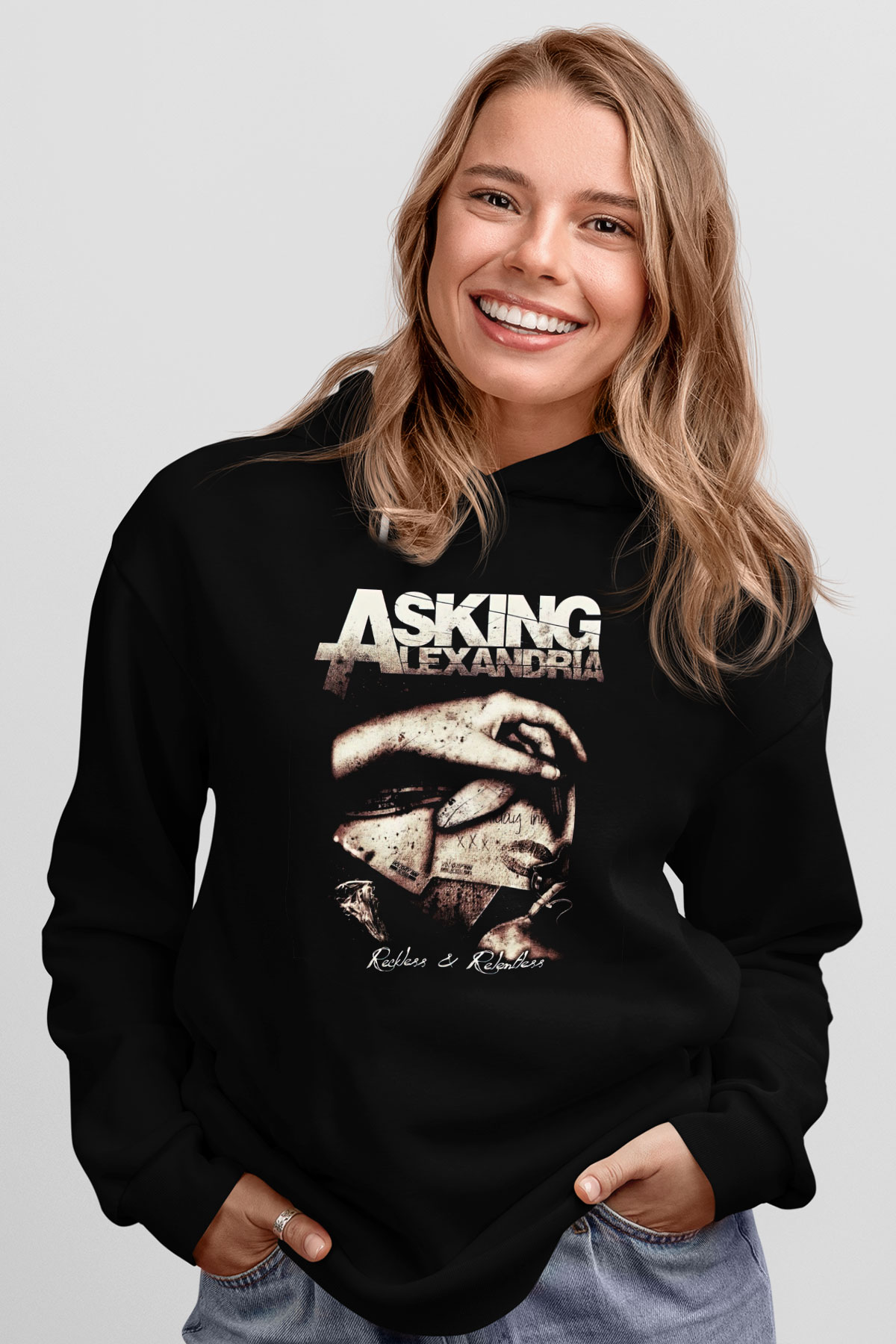 Asking Alexandria Siyah Unisex Kapüşonlu Sweatshirt