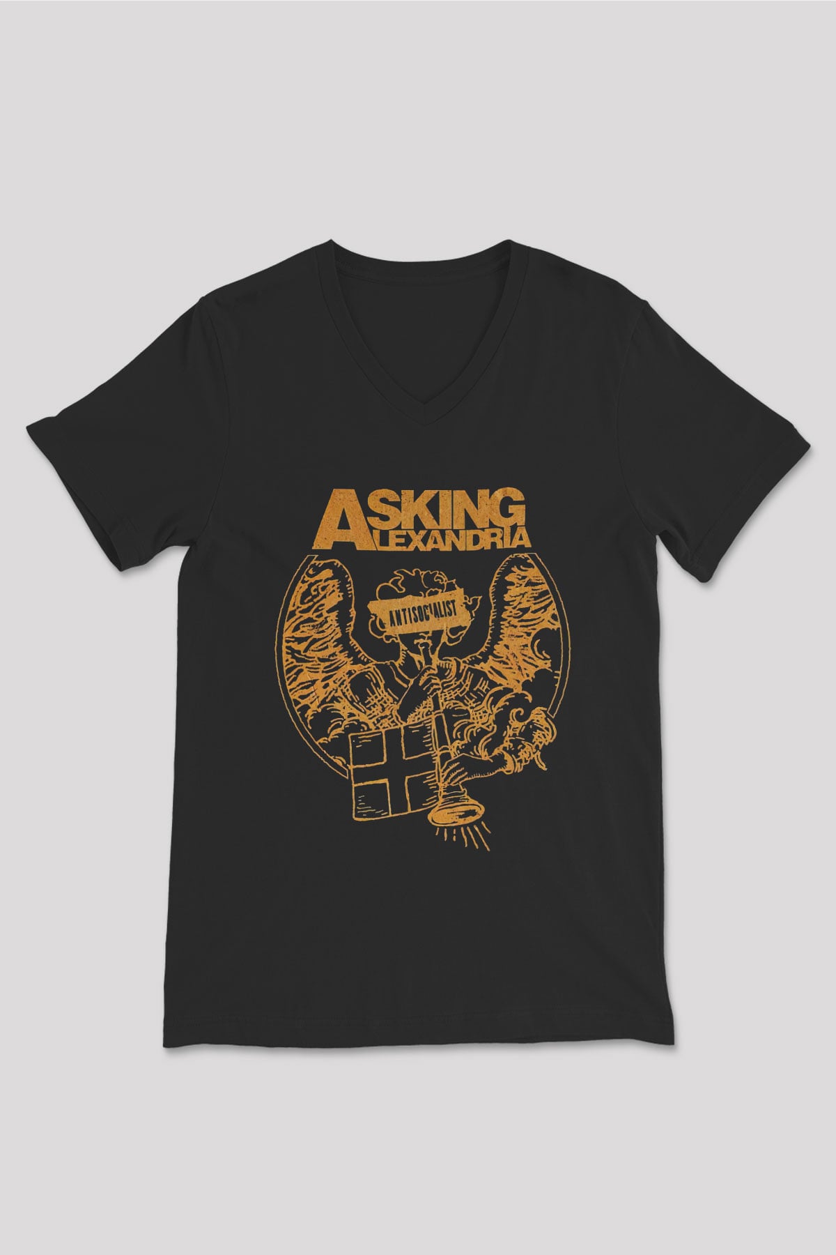 Asking Alexandria Siyah Unisex V Yaka Tişört