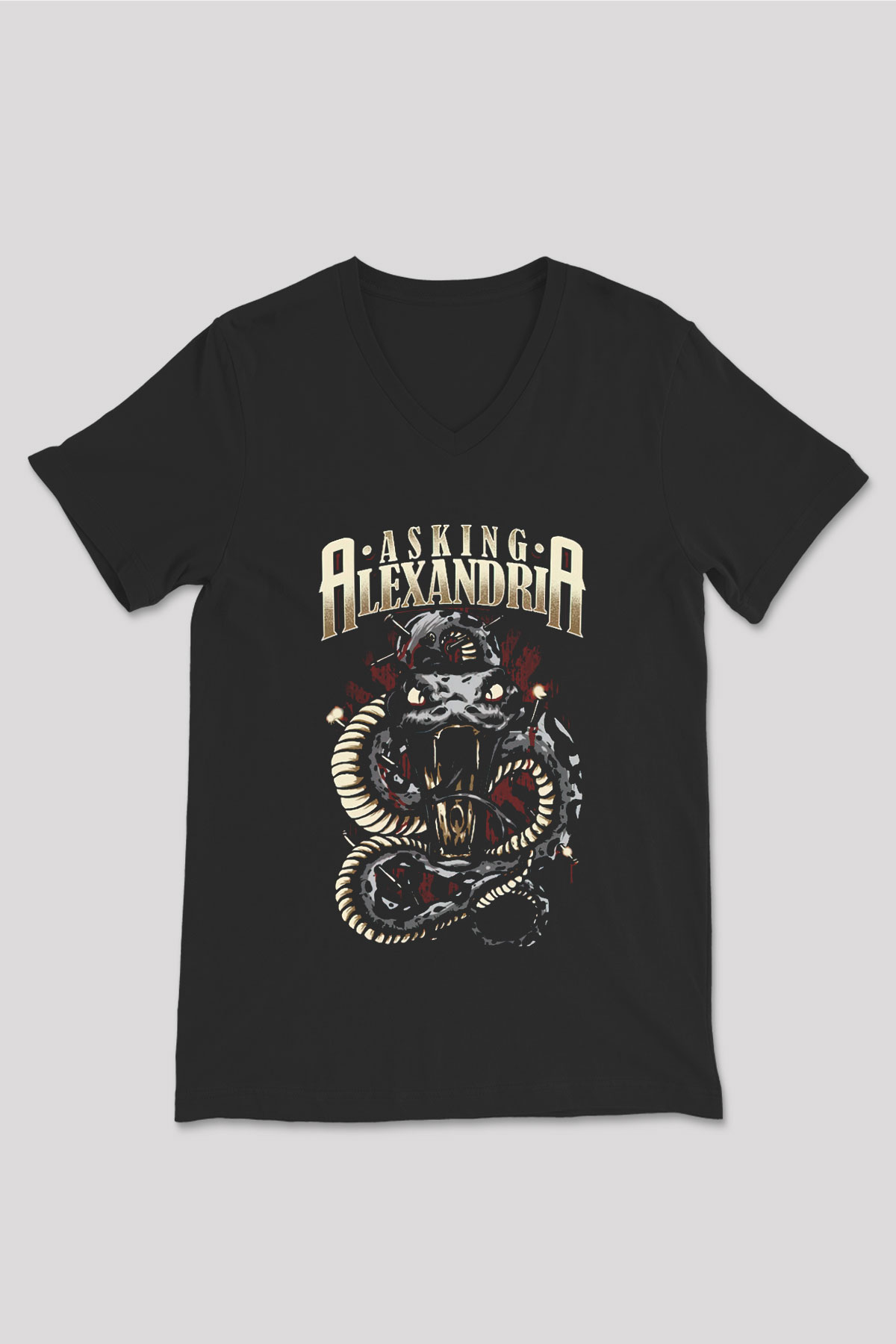Asking Alexandria Siyah Unisex V Yaka Tişört