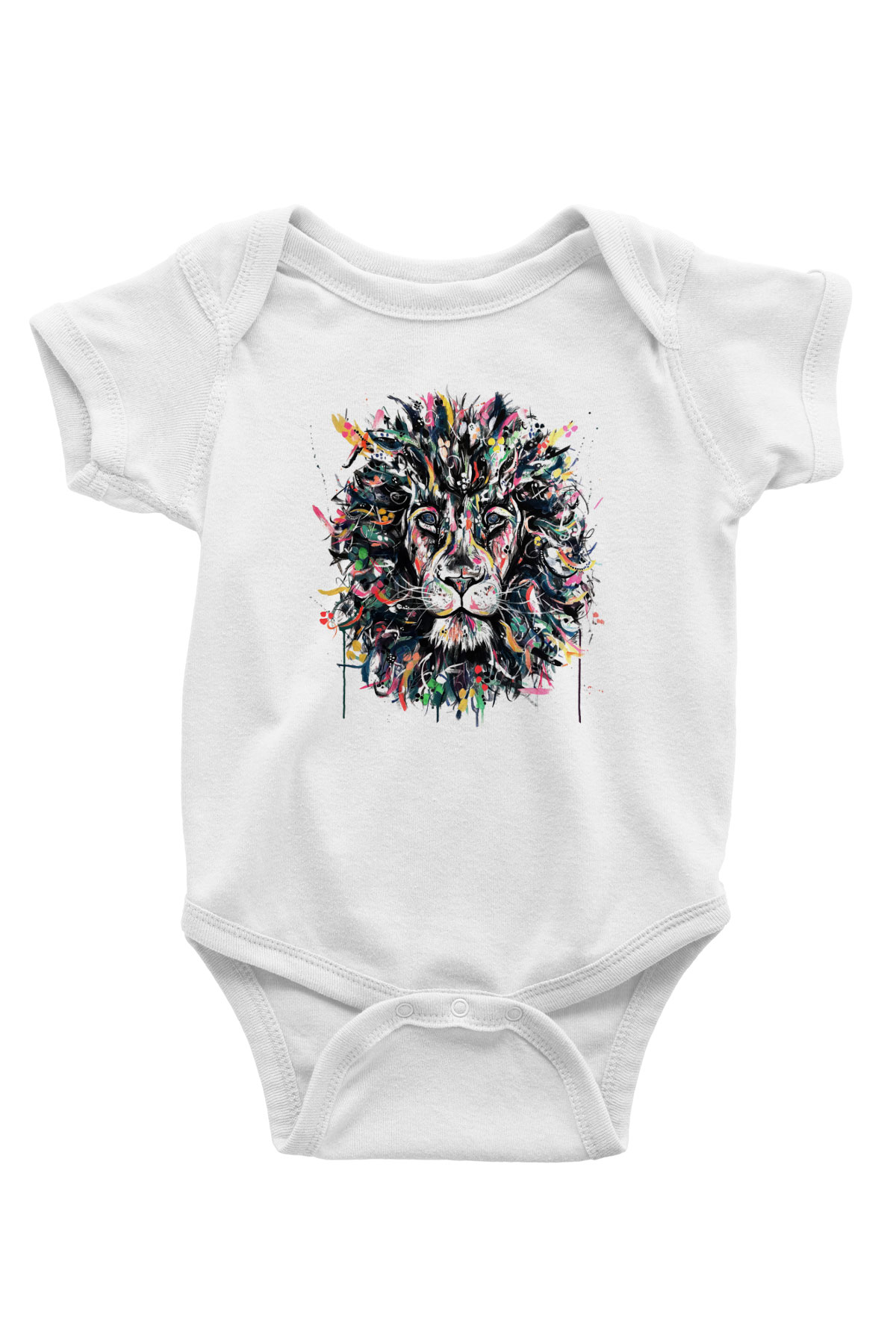 Aslan Baskılı Beyaz Unisex Bebek Body - Zıbın