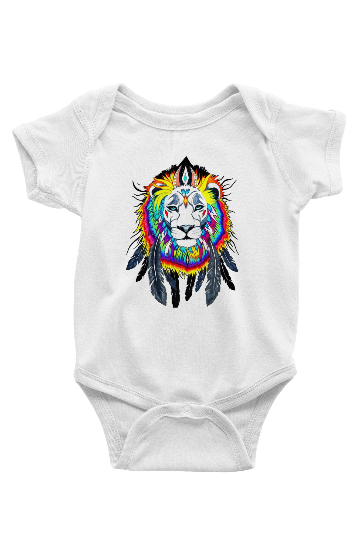 Aslan Baskılı Beyaz Unisex Bebek Body - Zıbın