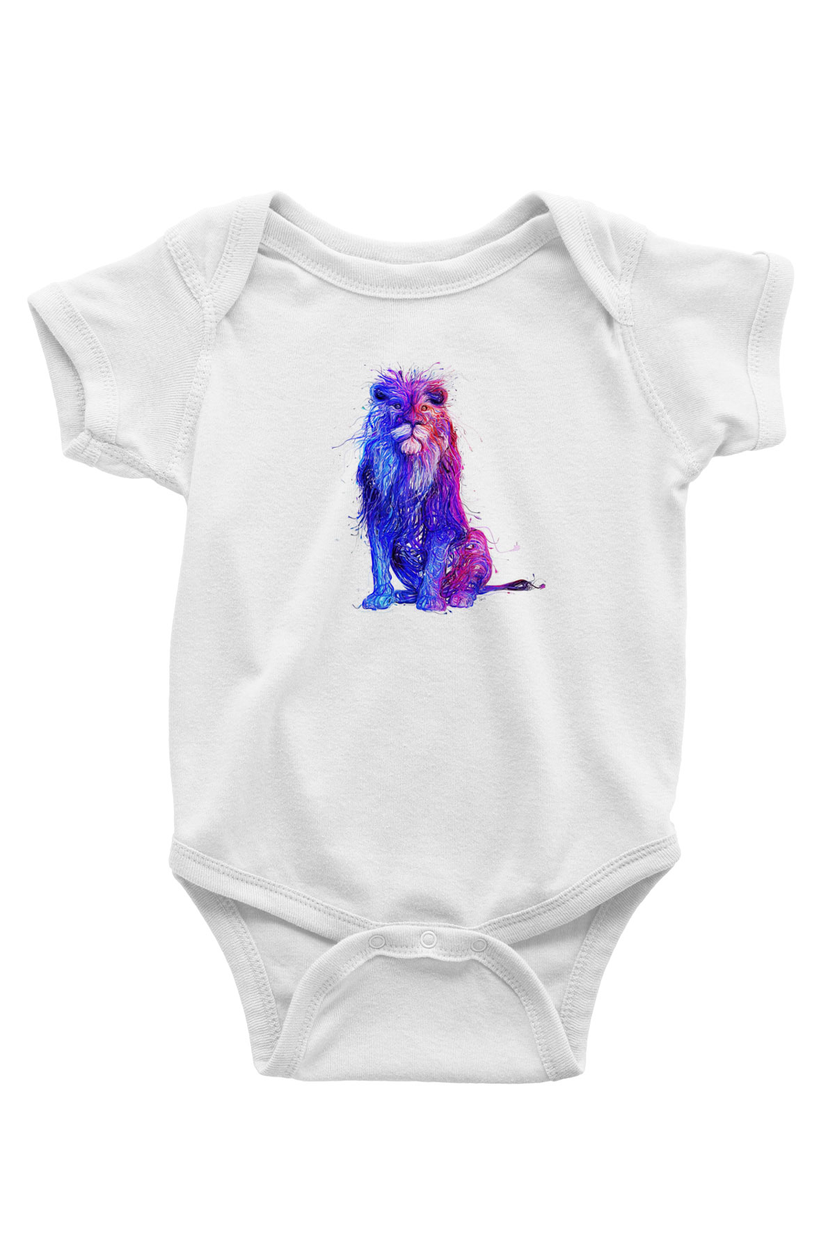 Aslan Baskılı Beyaz Unisex Bebek Body - Zıbın
