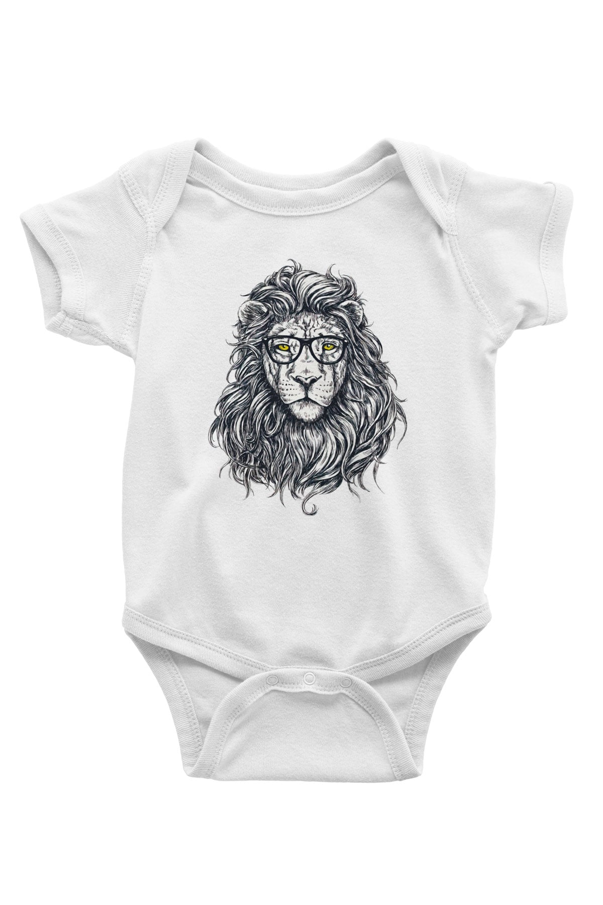 Aslan Baskılı Beyaz Unisex Bebek Body - Zıbın