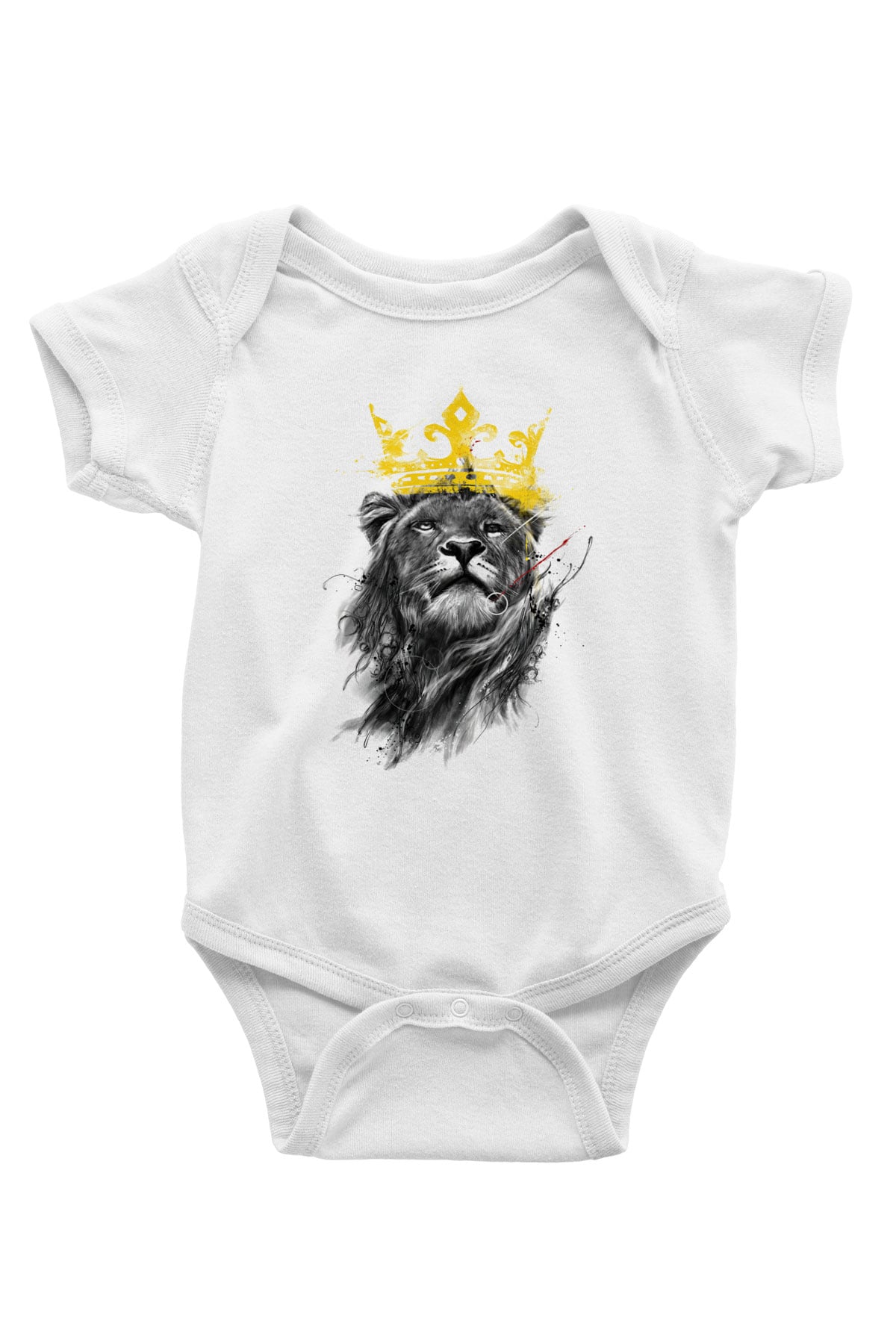 Aslan Baskılı Beyaz Unisex Bebek Body - Zıbın