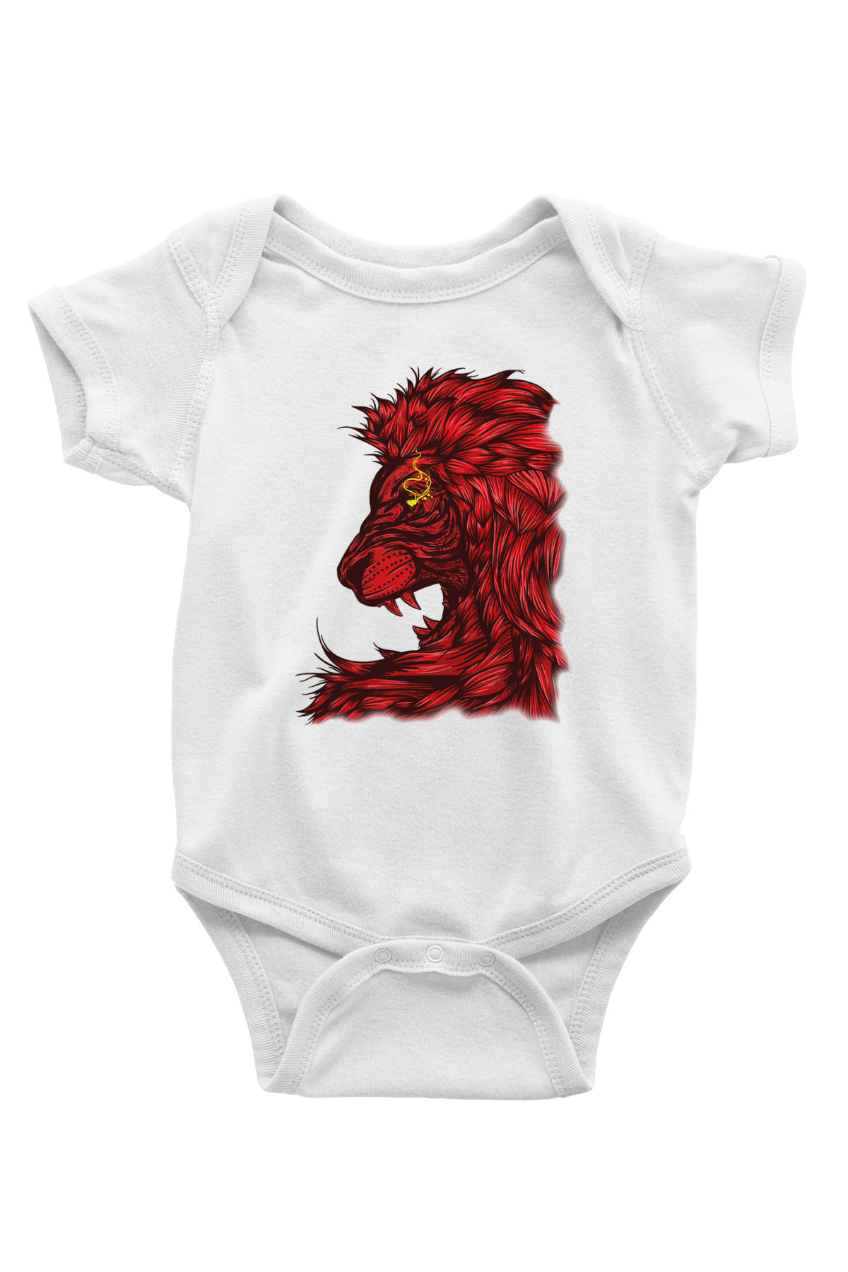 Aslan Baskılı Beyaz Unisex Bebek Body - Zıbın