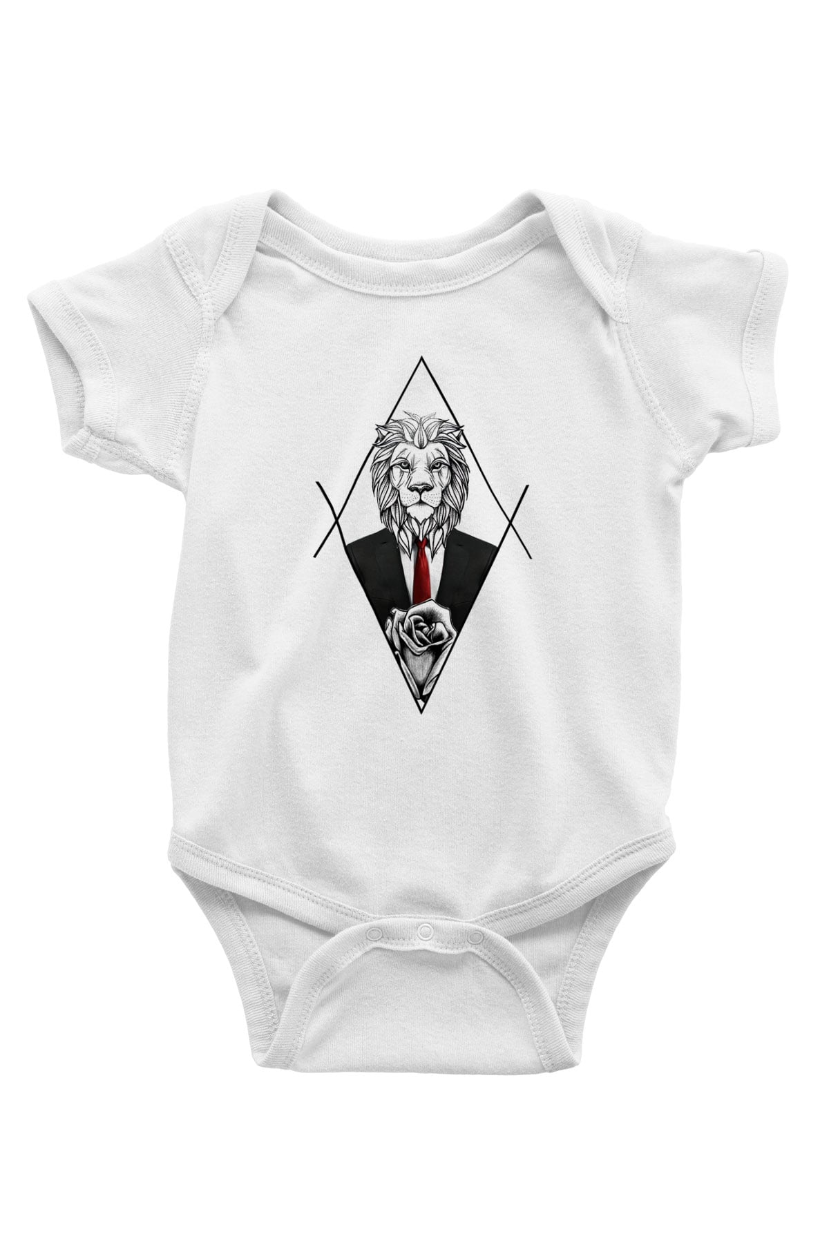 Aslan Baskılı Beyaz Unisex Bebek Body - Zıbın