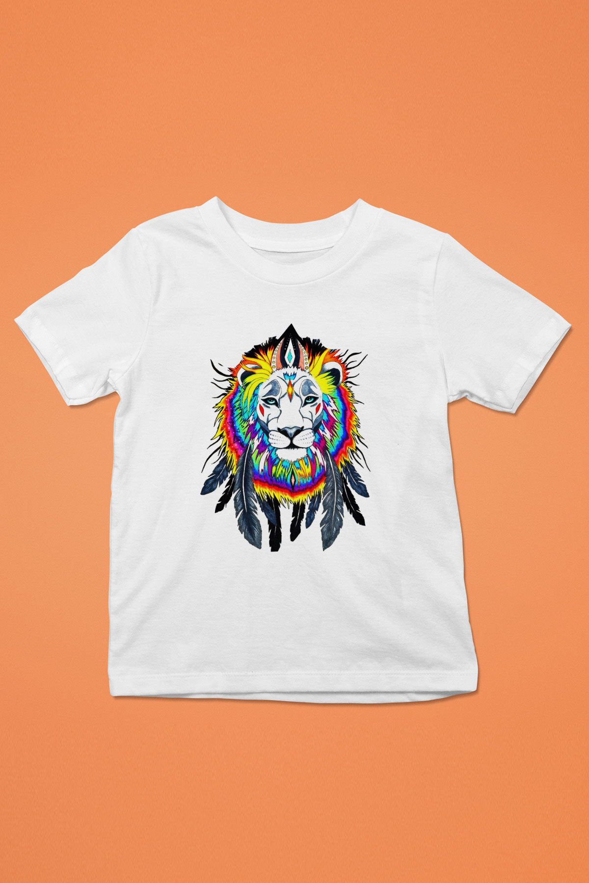 Aslan Baskılı Beyaz Unisex Çocuk Tişört