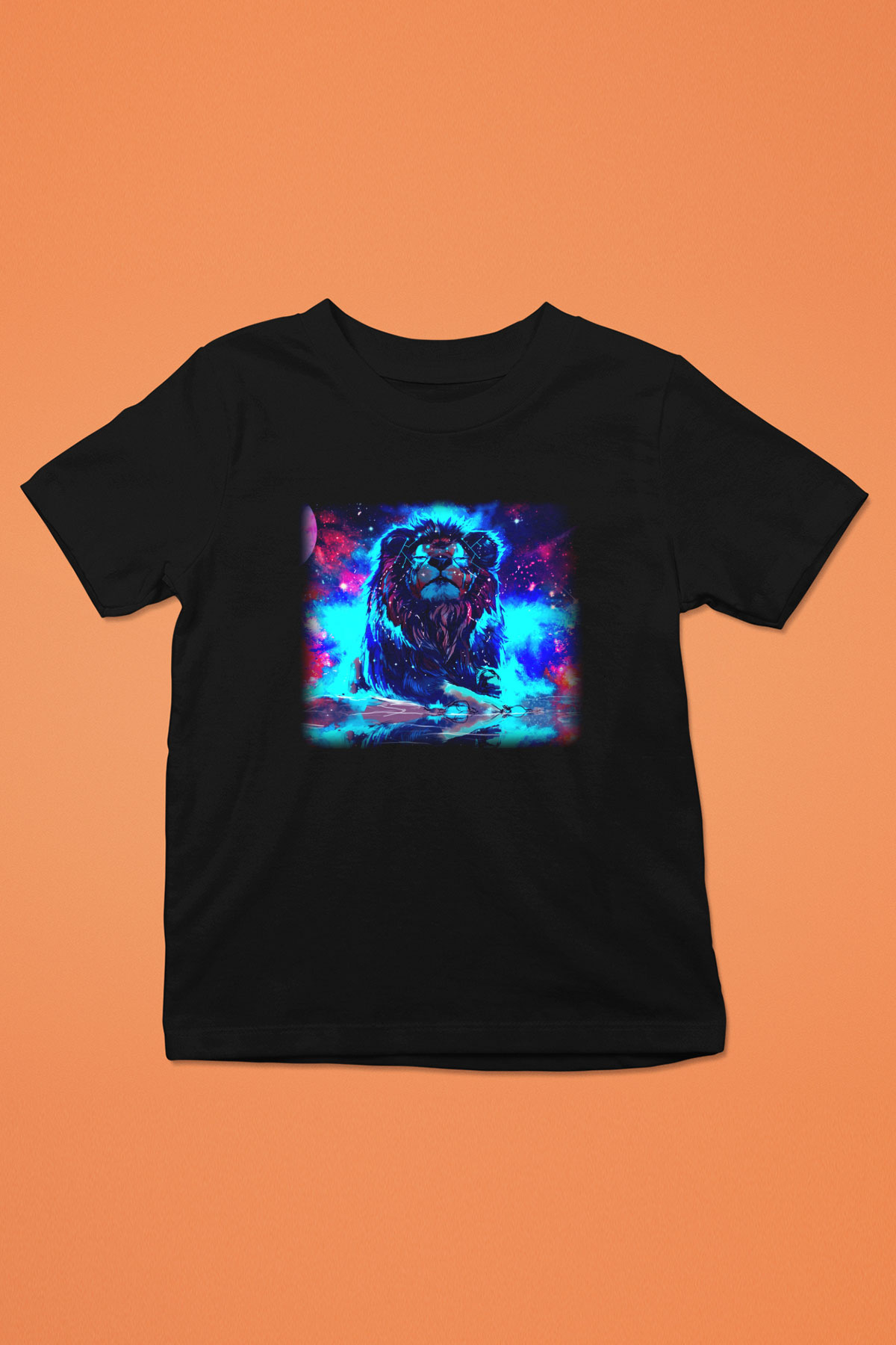 Aslan Baskılı Siyah Unisex Çocuk Tişört