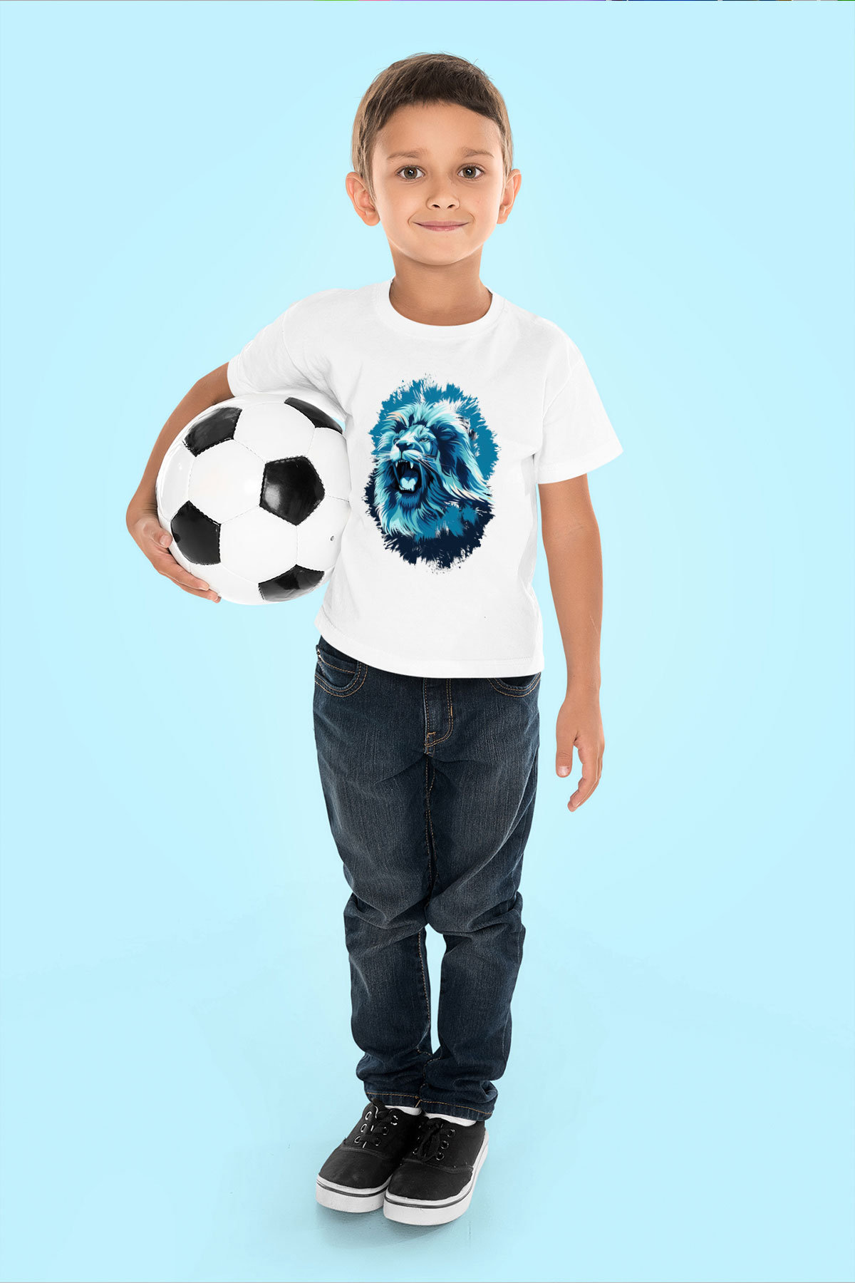 Aslan Beyaz Unisex Çocuk Tişört