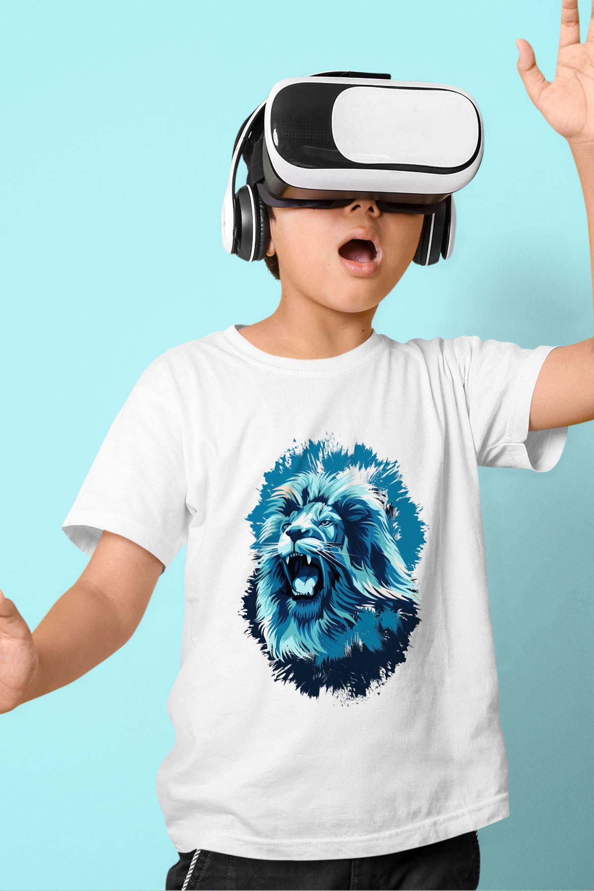 Aslan Beyaz Unisex Çocuk Tişört