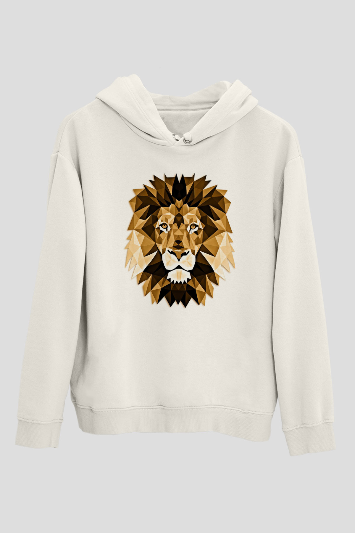 Aslan Beyaz Unisex Kapşonlu Sweatshirt