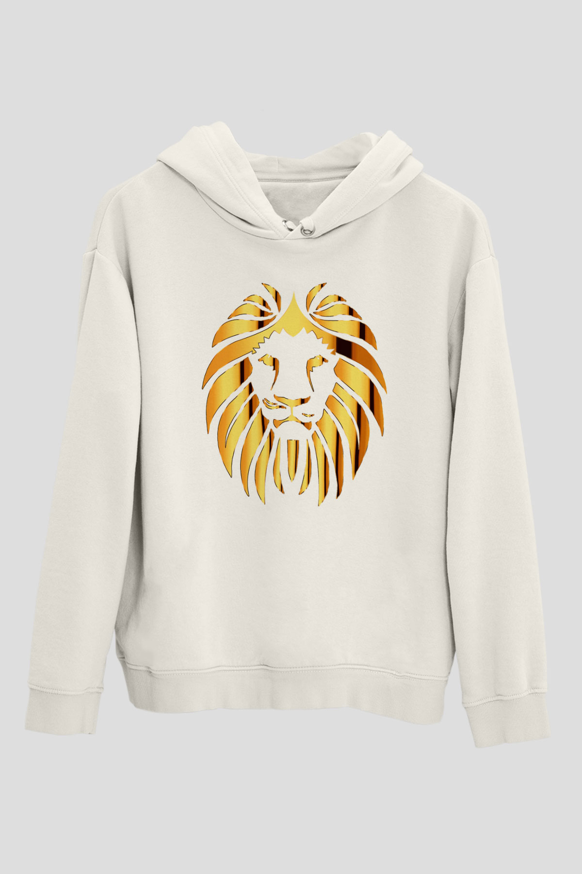 Aslan Beyaz Unisex Kapşonlu Sweatshirt