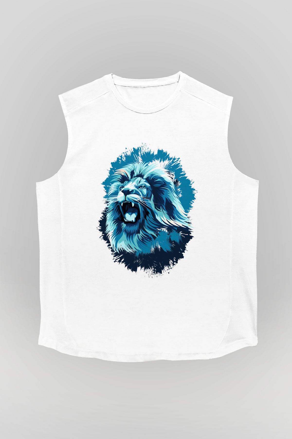 Aslan Beyaz Unisex Kolsuz Tişört