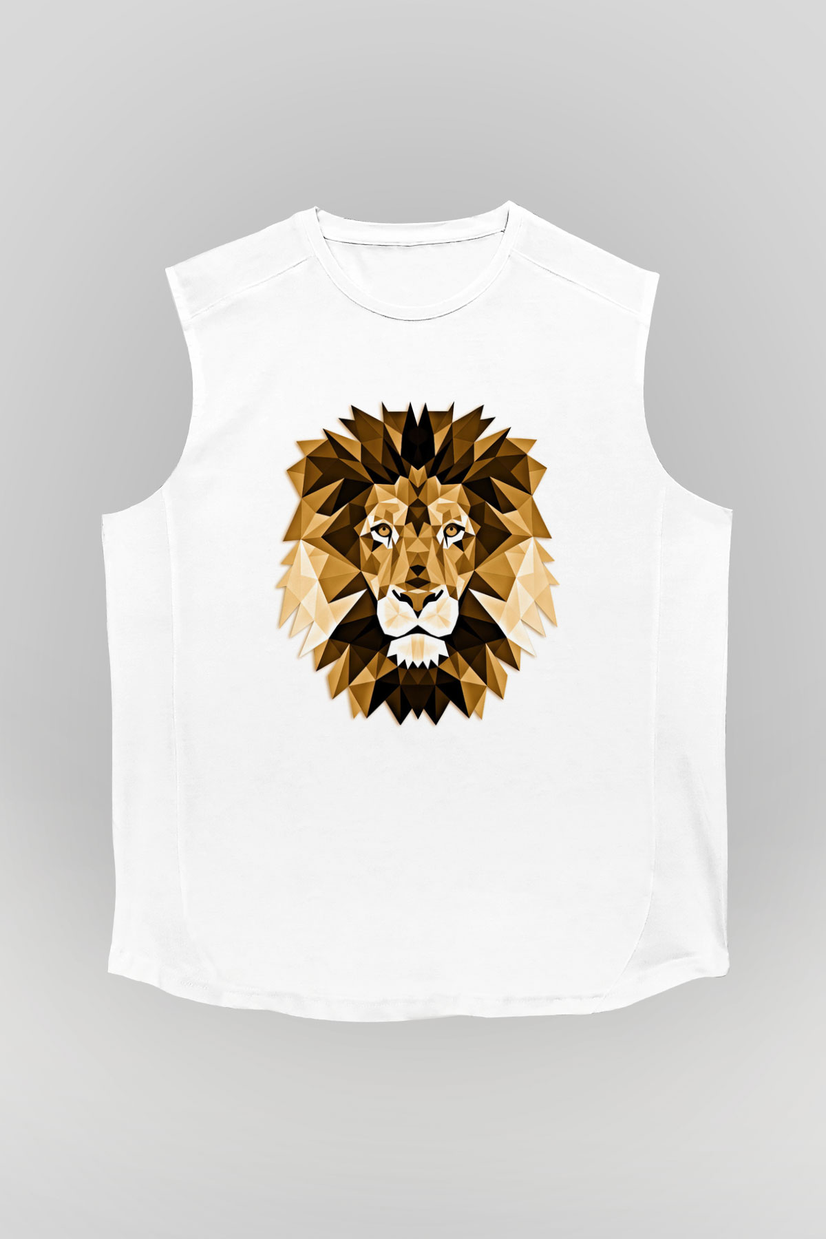 Aslan Beyaz Unisex Kolsuz Tişört