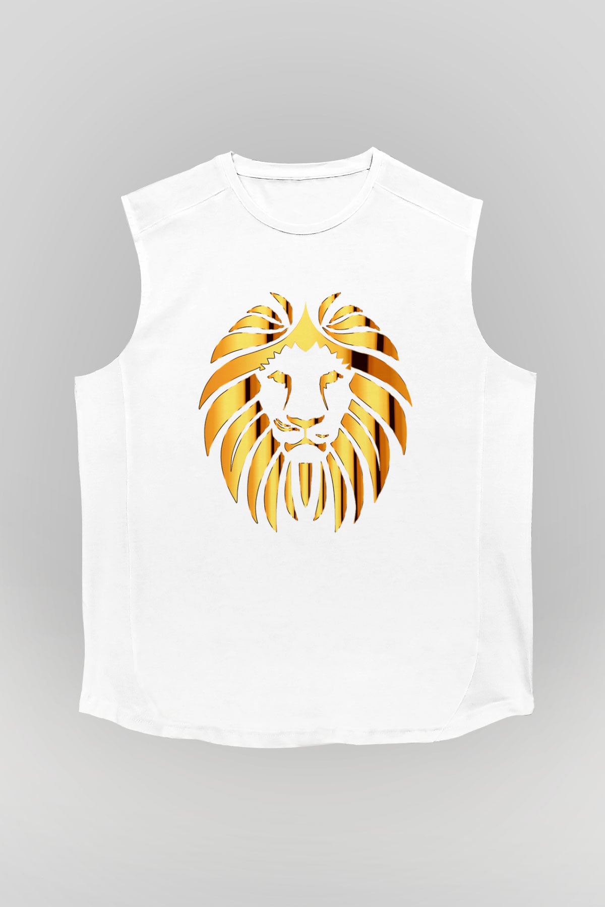Aslan Beyaz Unisex Kolsuz Tişört