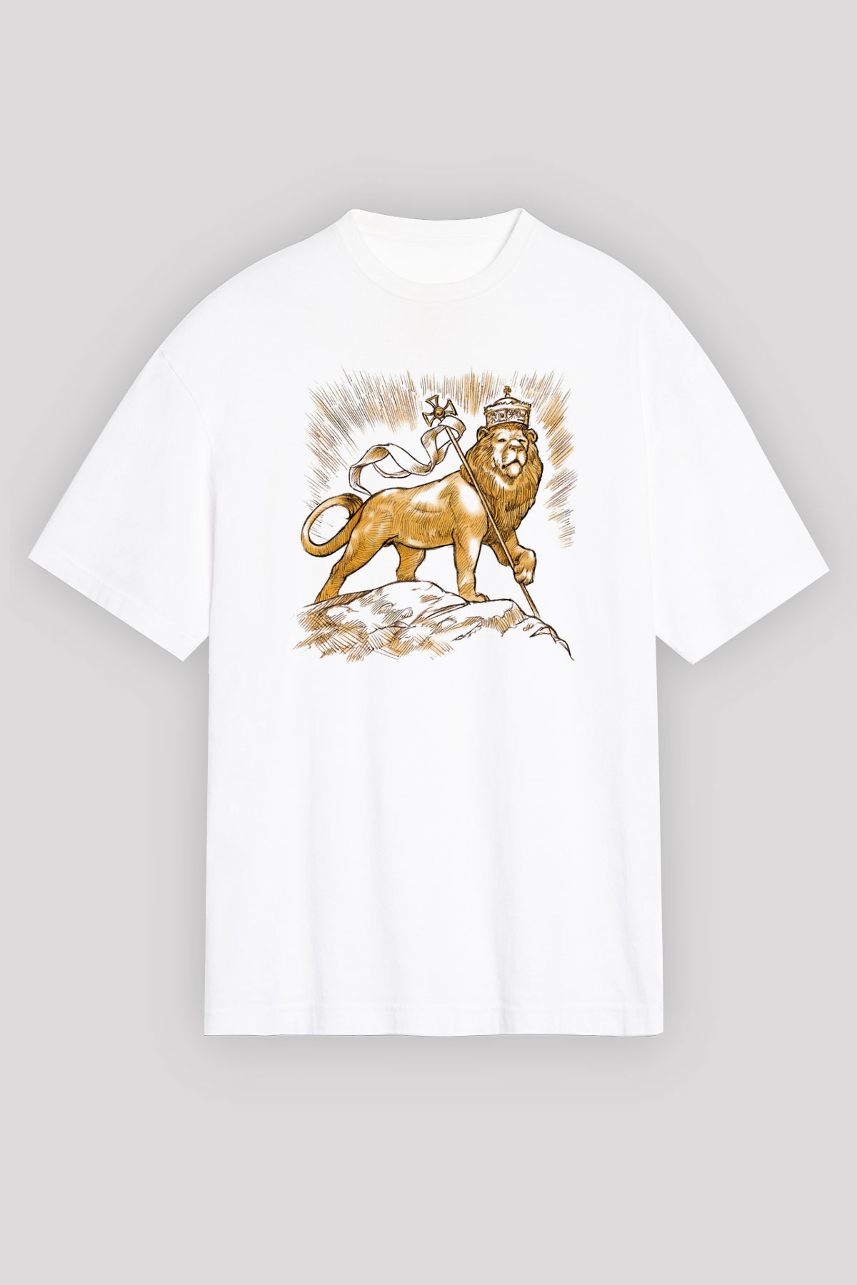 Aslan Beyaz Unisex Oversize Tişört T-Shirt