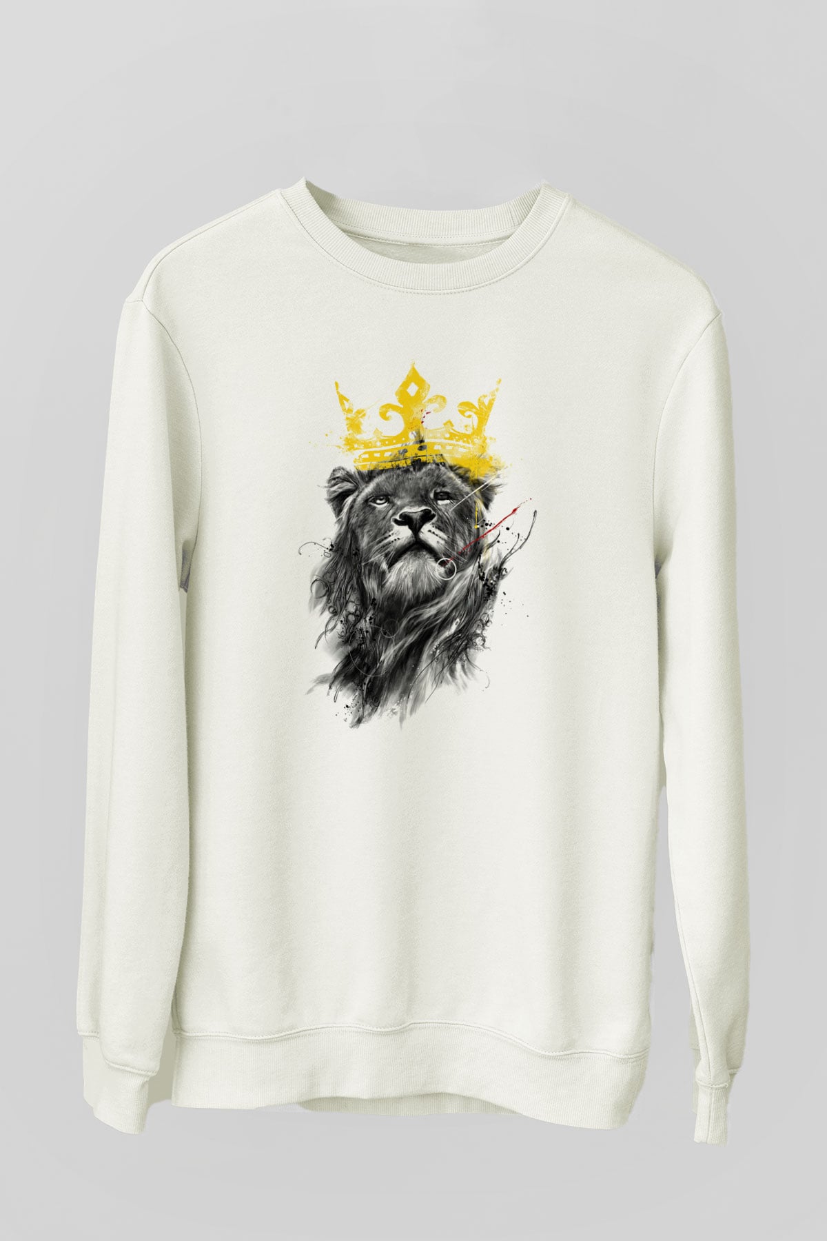Aslan Beyaz Unisex Sweatshirt