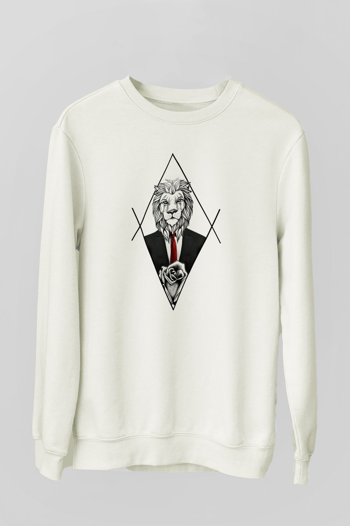 Aslan Beyaz Unisex Sweatshirt