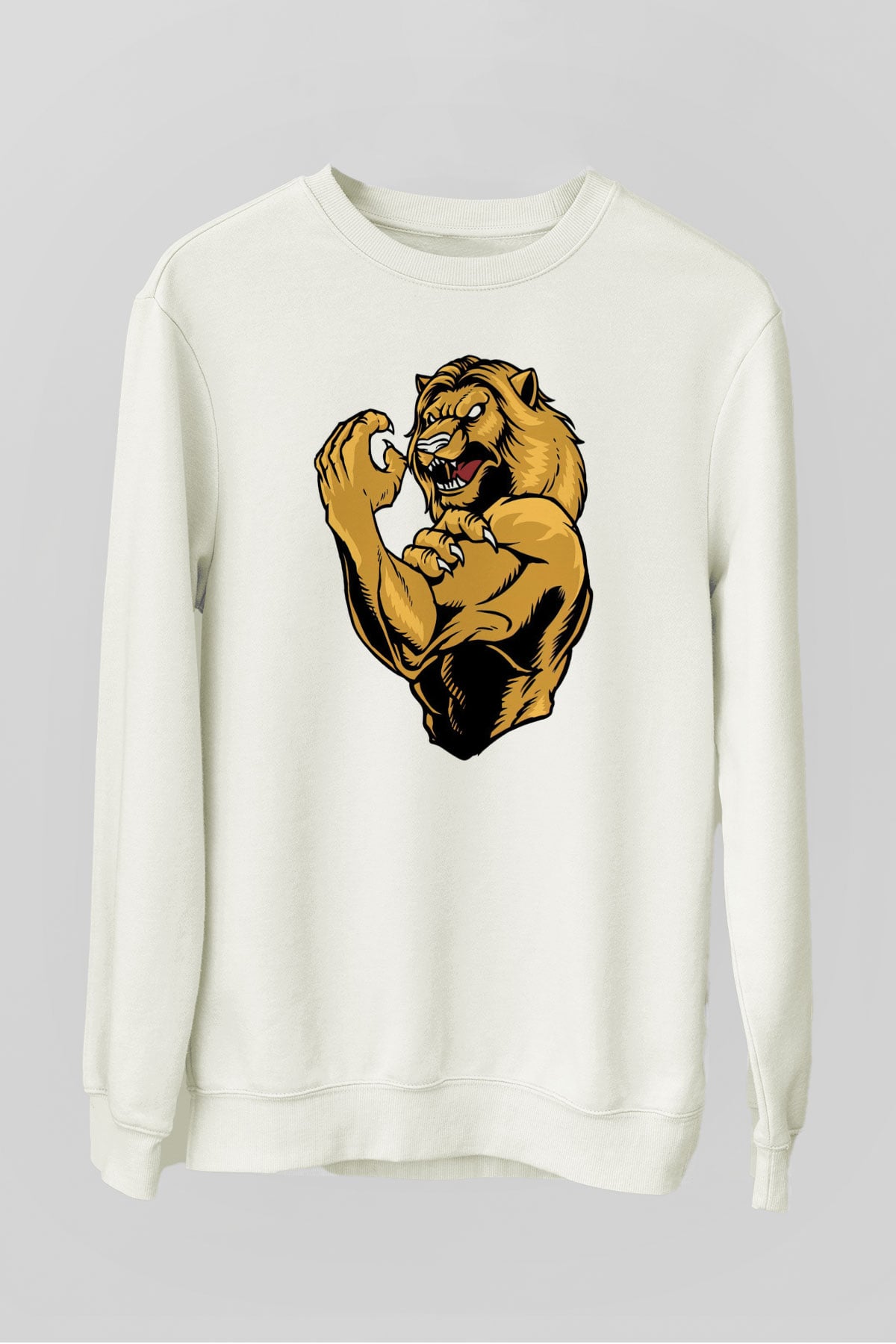 Aslan Beyaz Unisex Sweatshirt