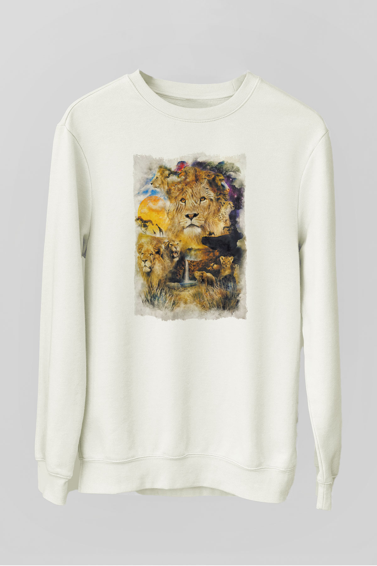 Aslan Beyaz Unisex Sweatshirt