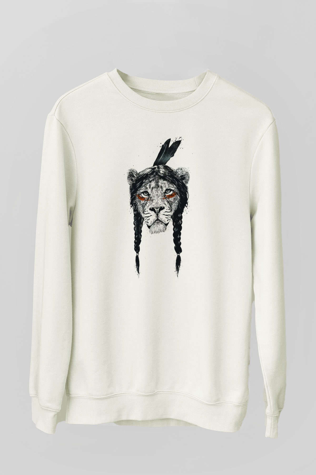 Aslan Beyaz Unisex Sweatshirt