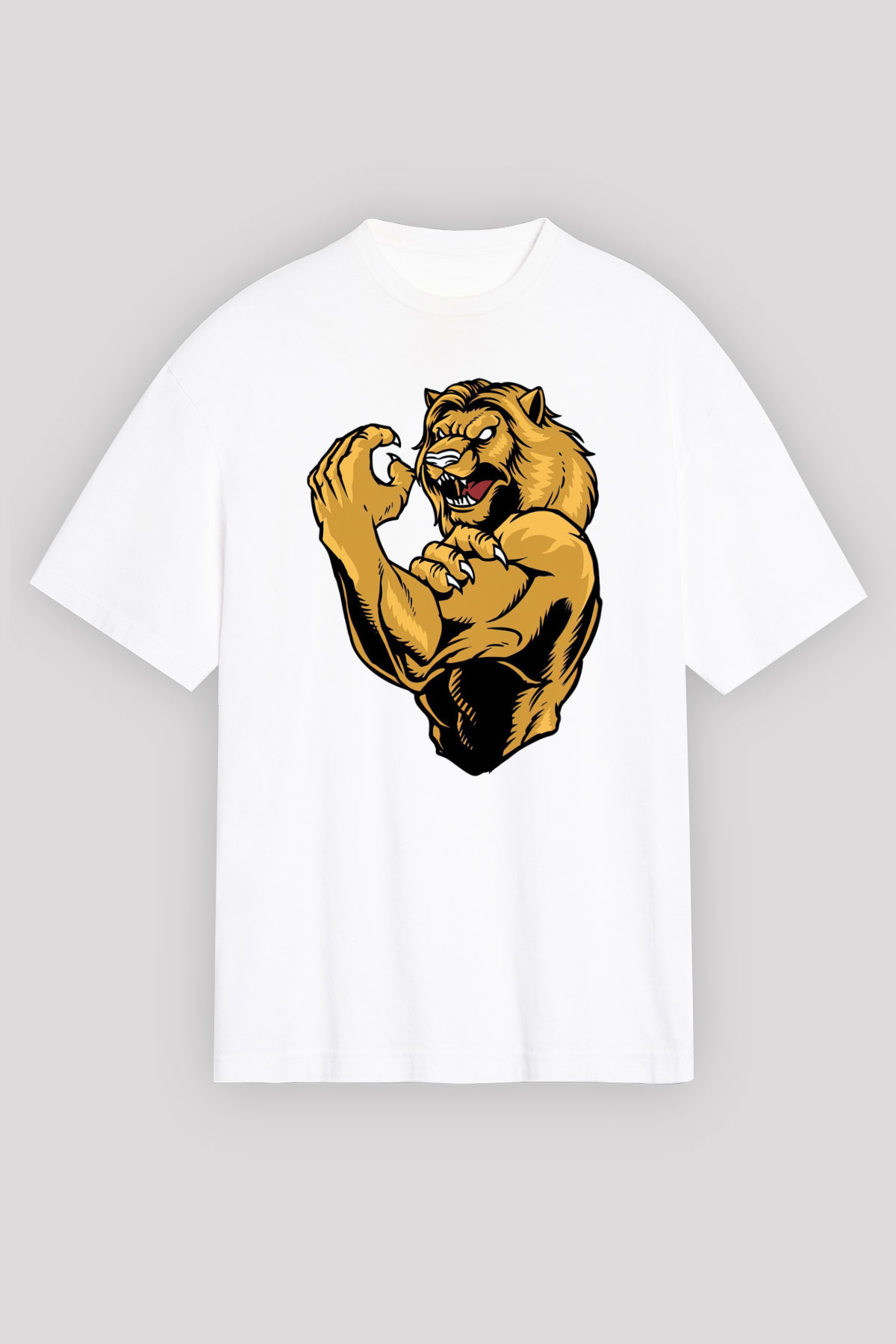 Aslan Beyaz Oversize Tişört Oversize T-shirt - TişörtFabrikası