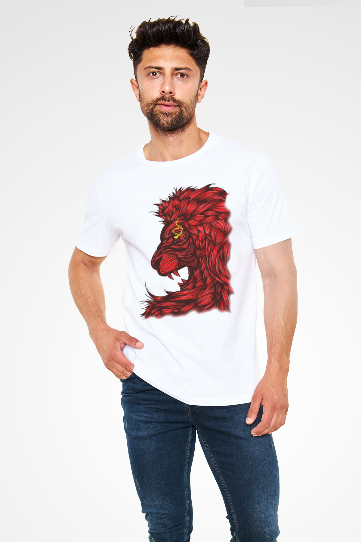 Aslan Beyaz Unisex Tişört T-Shirt - TişörtFabrikası