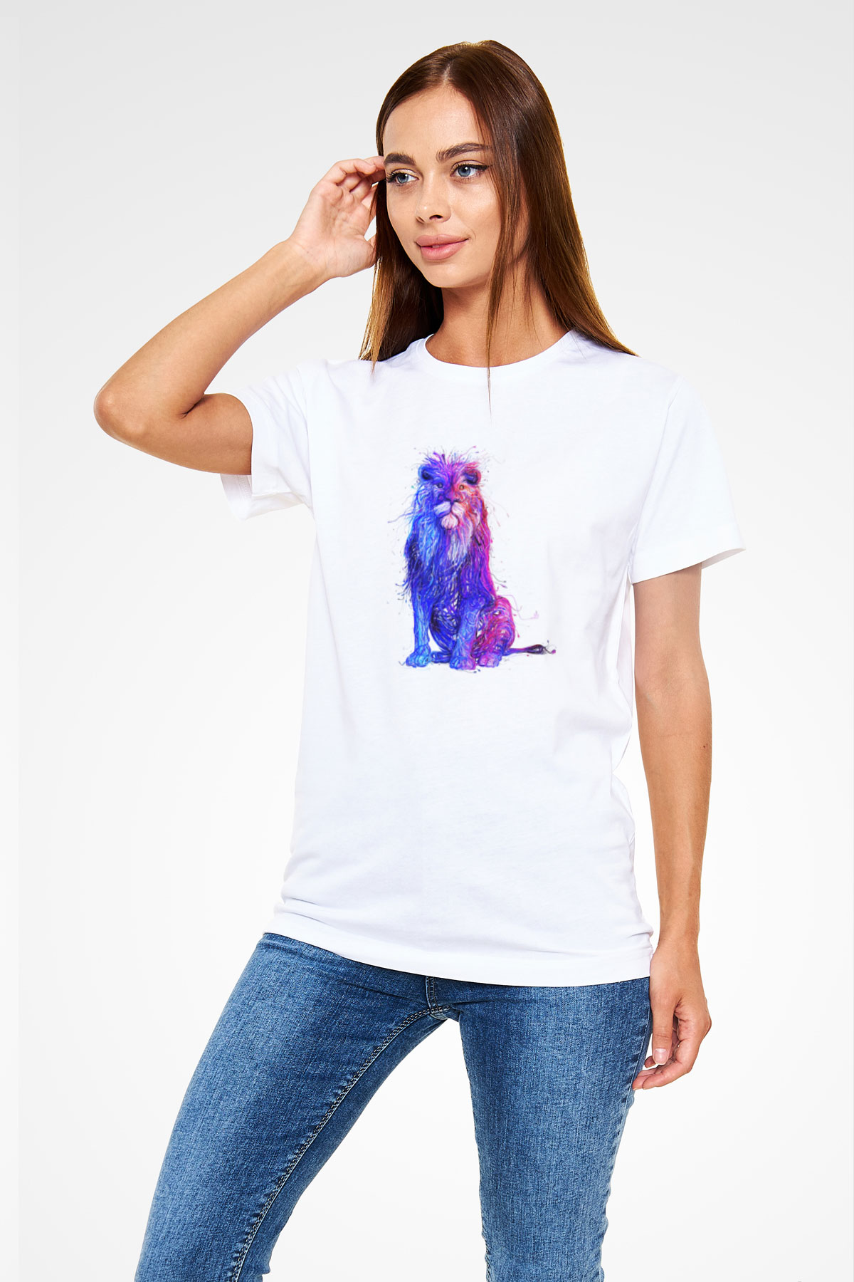 Aslan Beyaz Unisex Tişört T-Shirt - TişörtFabrikası