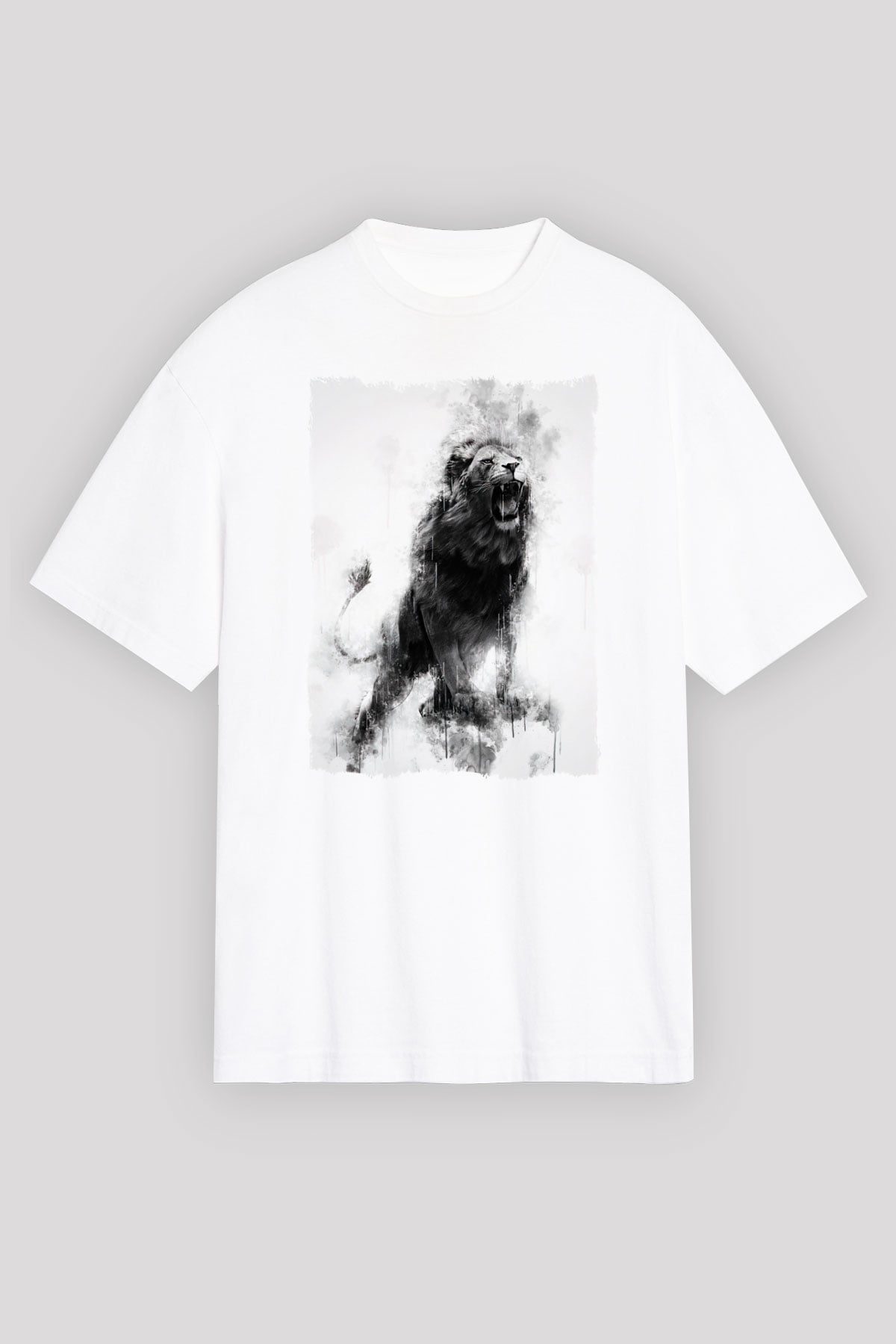 Aslan Beyaz Oversize Tişört Oversize T-shirt - TişörtFabrikası