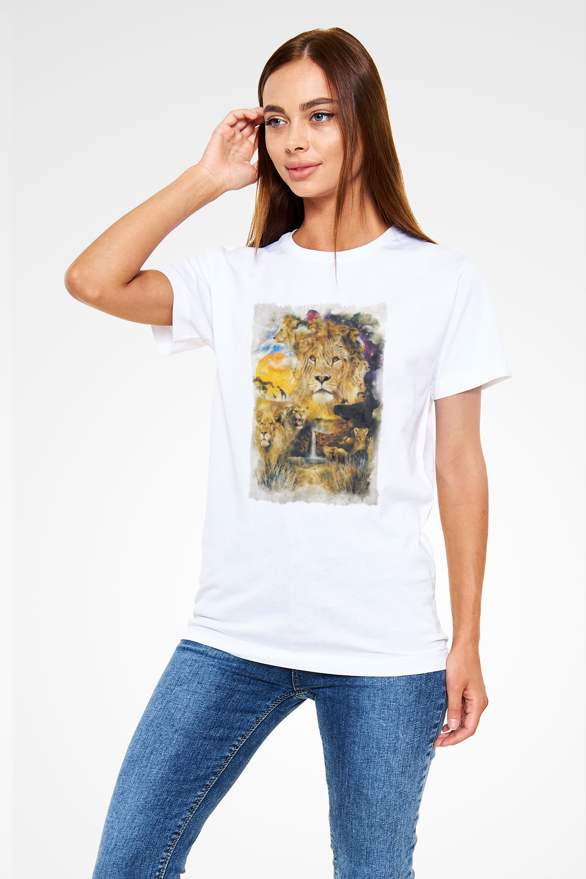 Aslan Beyaz Unisex Tişört T-Shirt - TişörtFabrikası