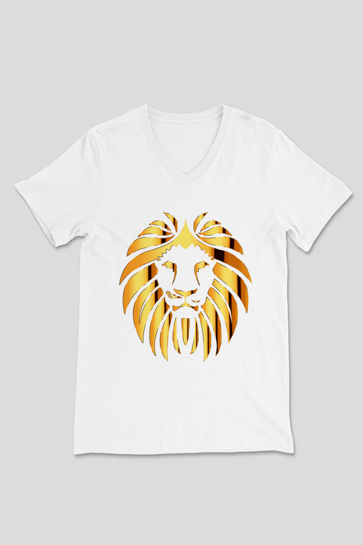 Aslan Beyaz Unisex V Yaka Tişört T-Shirt
