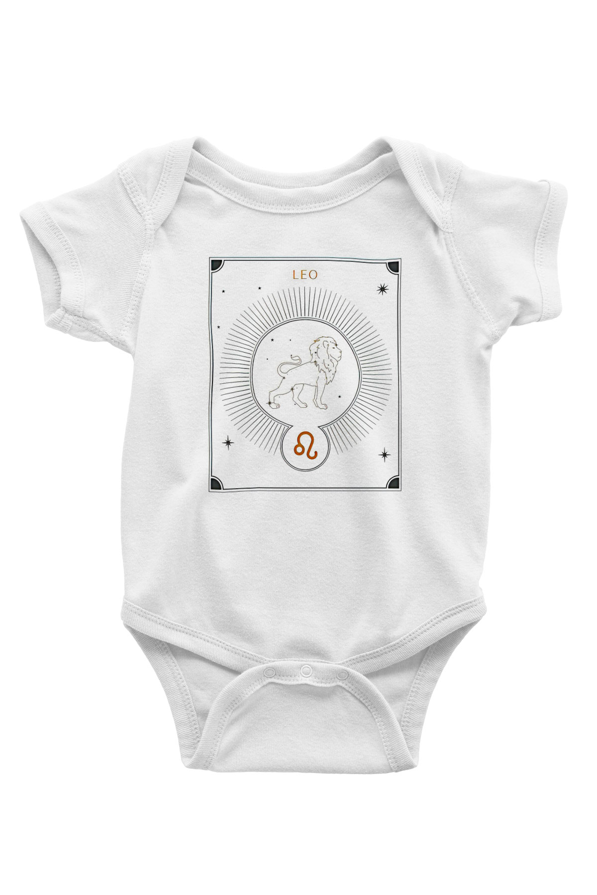 Aslan Burcu Baskılı Beyaz Unisex Bebek Body - Zıbın