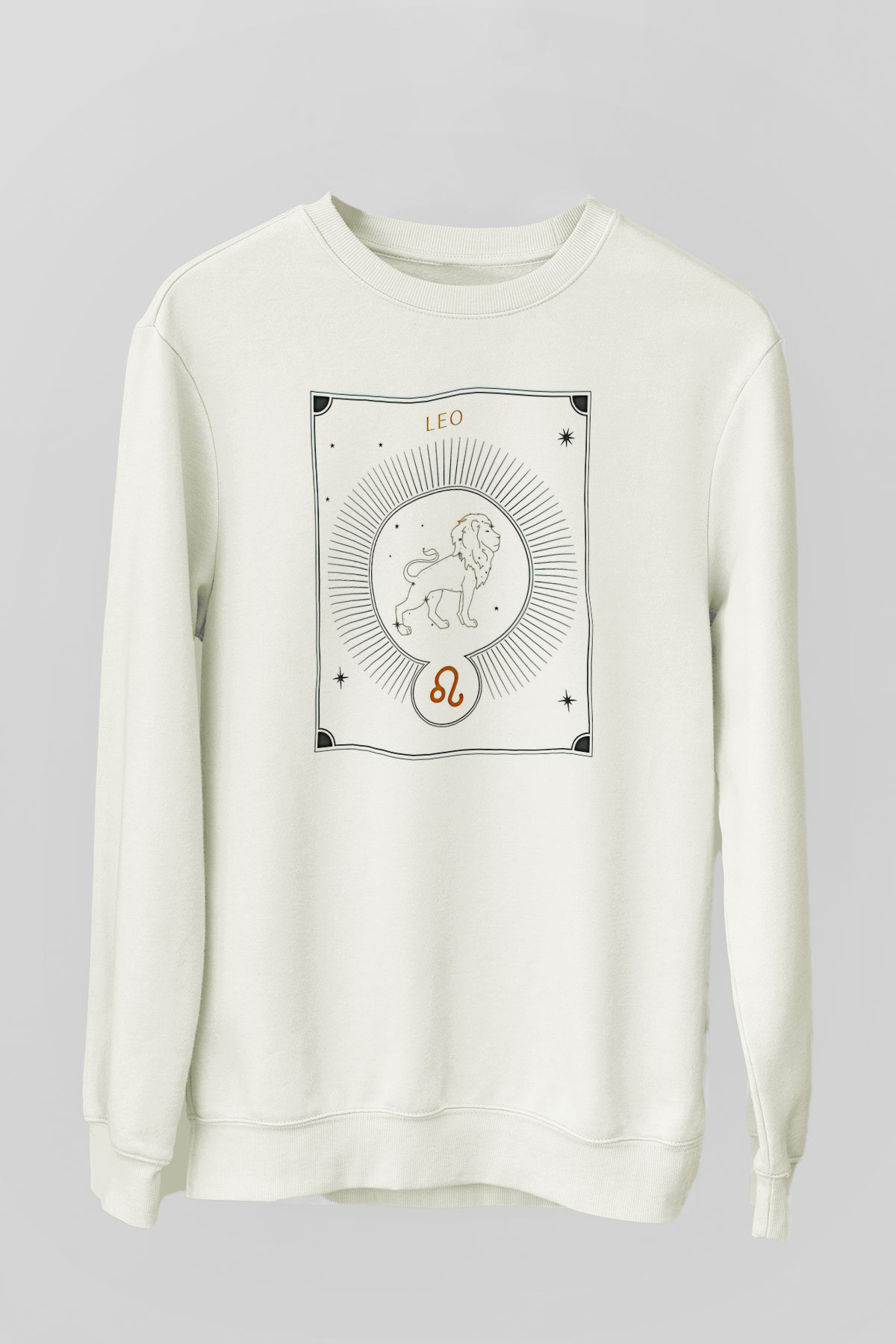 Aslan Burcu Baskılı Beyaz Unisex Sweatshirt