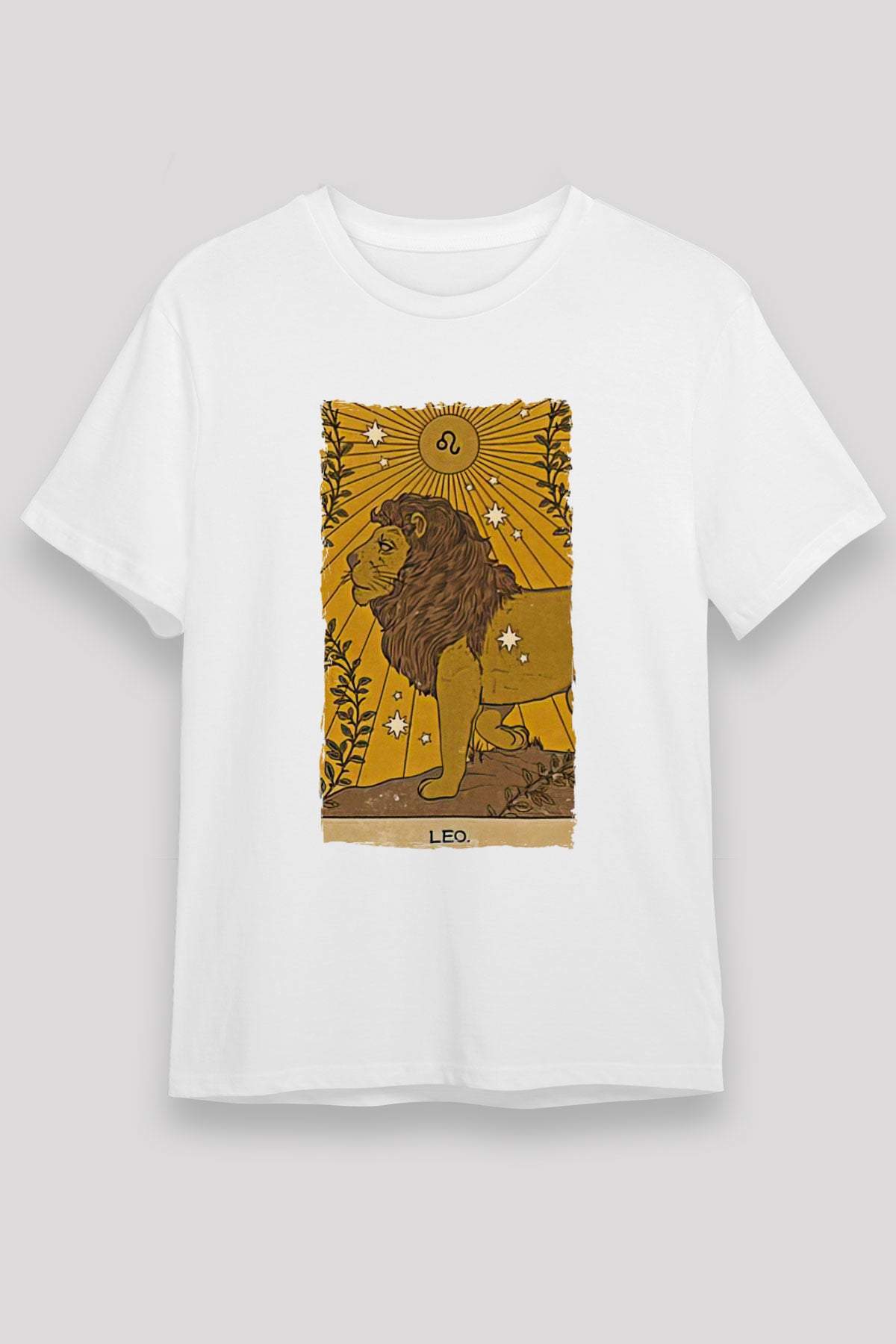 Aslan Burcu Unisex Baskılı Beyaz Tişört - Tshirt