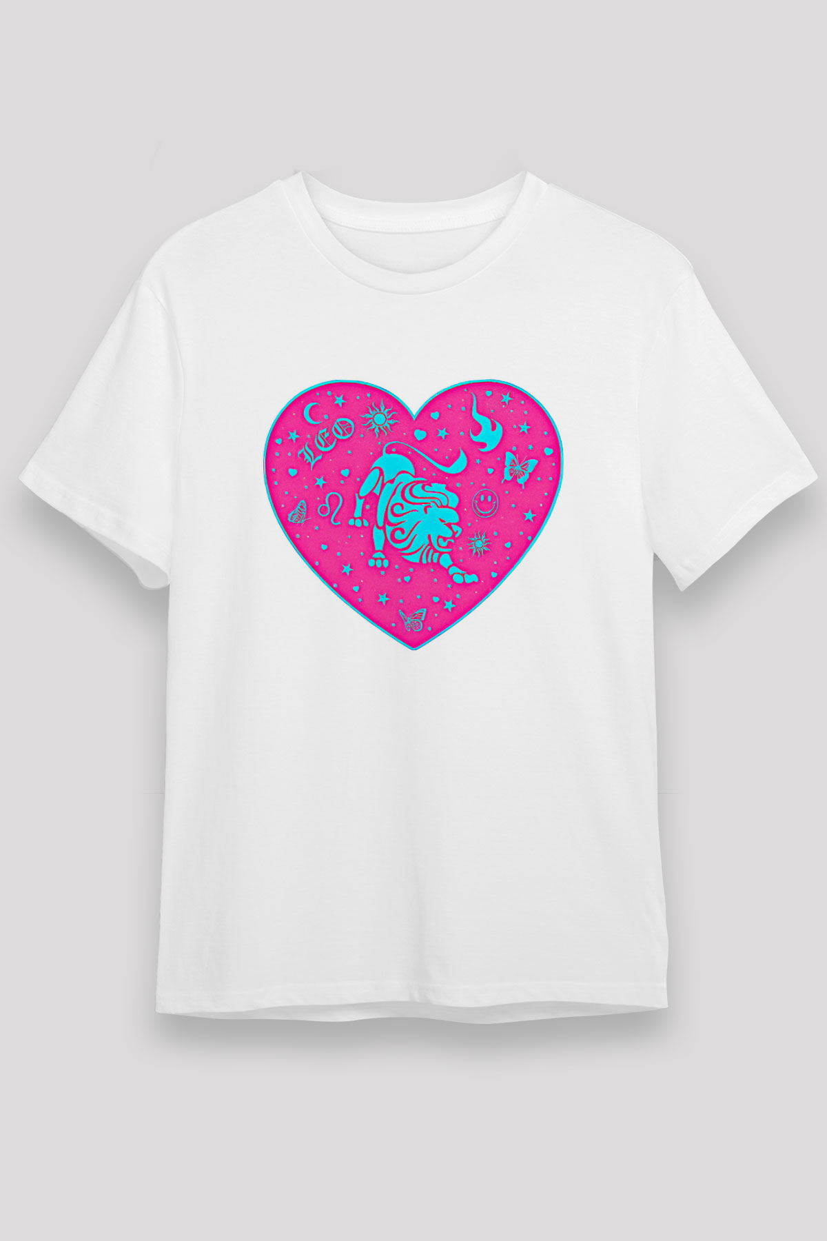 Aslan Burcu Unisex Baskılı Beyaz Tişört - Tshirt