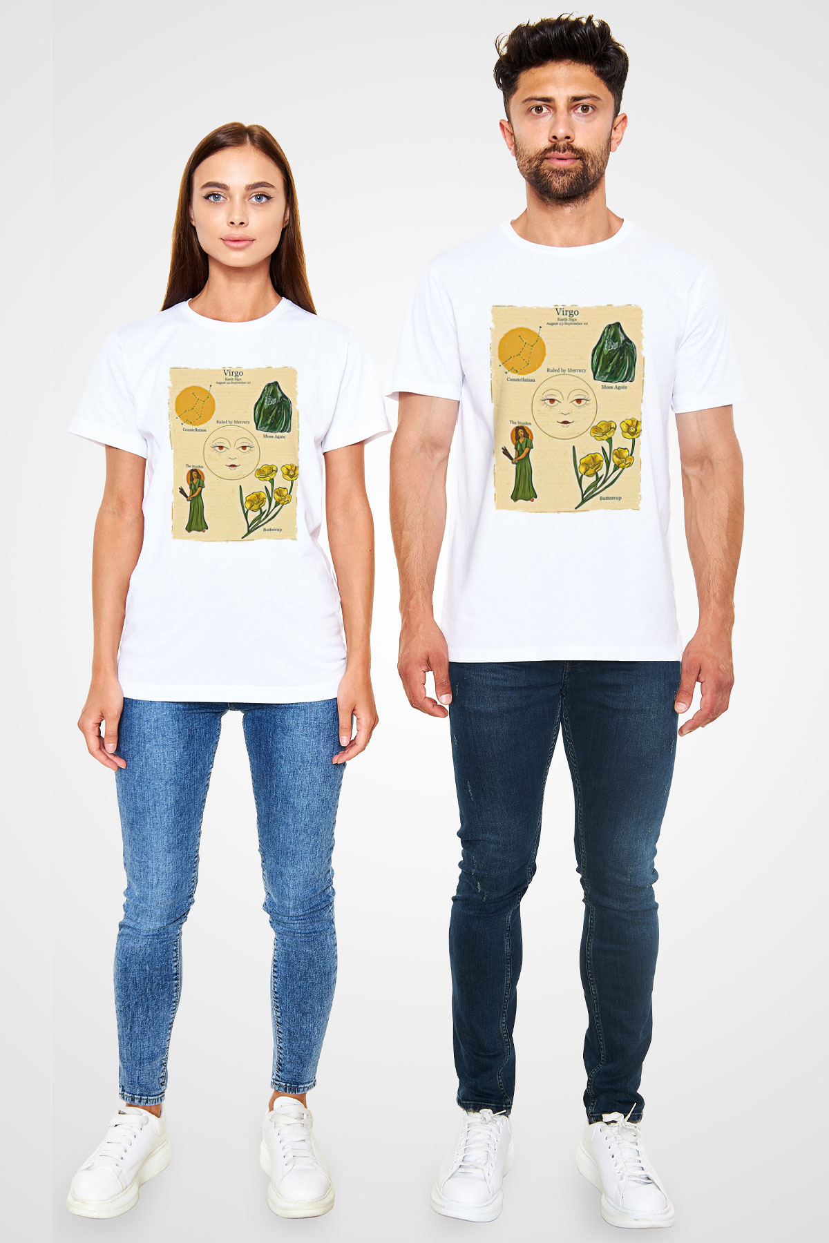 Aslan Burcu Unisex Baskılı Beyaz Tişört - Tshirt
