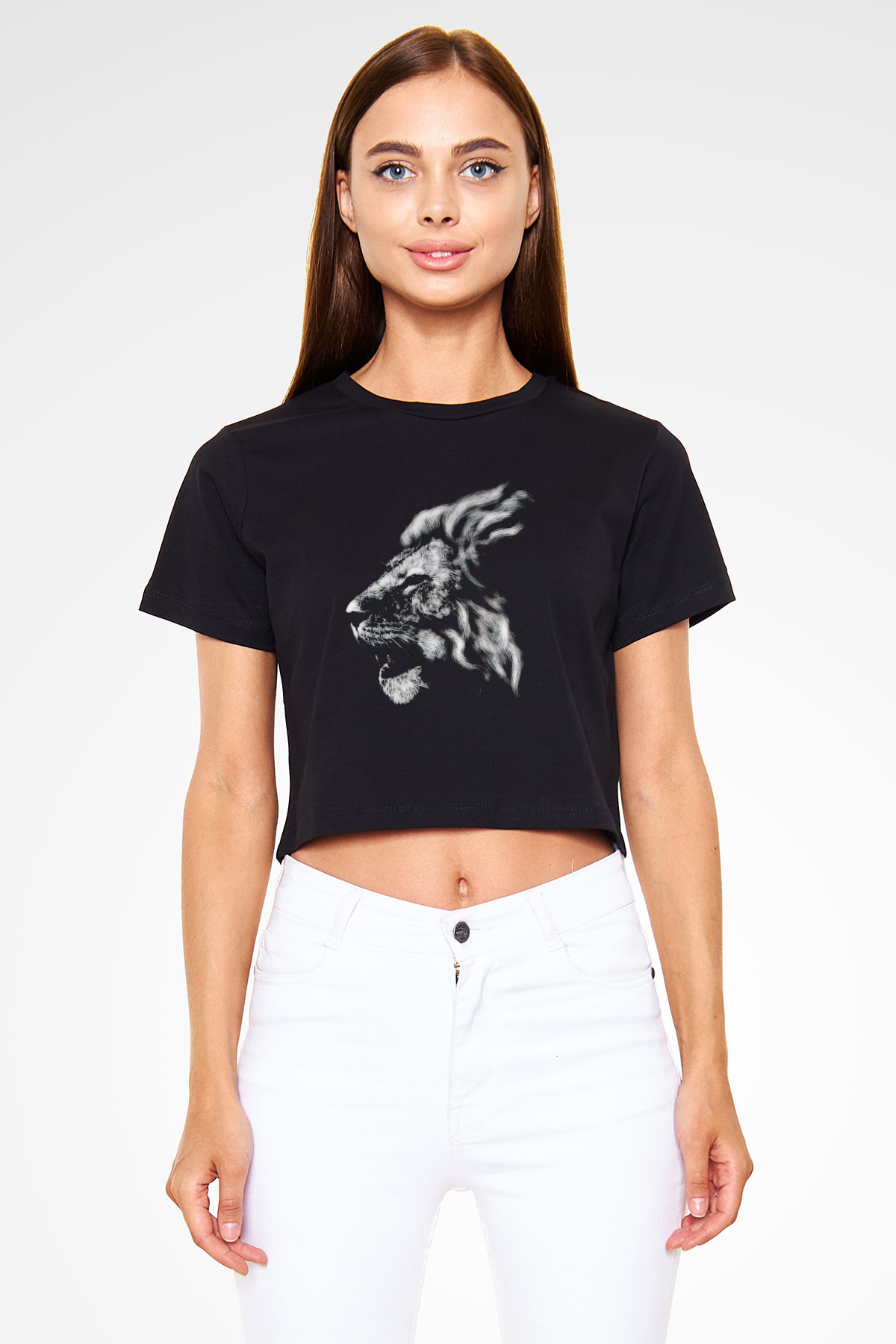 Aslan Siyah  Crop Top Tişört