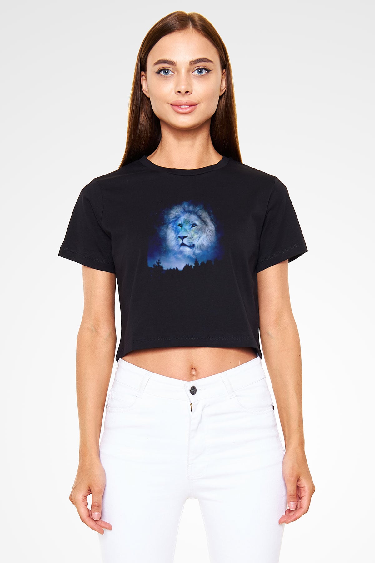 Aslan Siyah  Crop Top Tişört