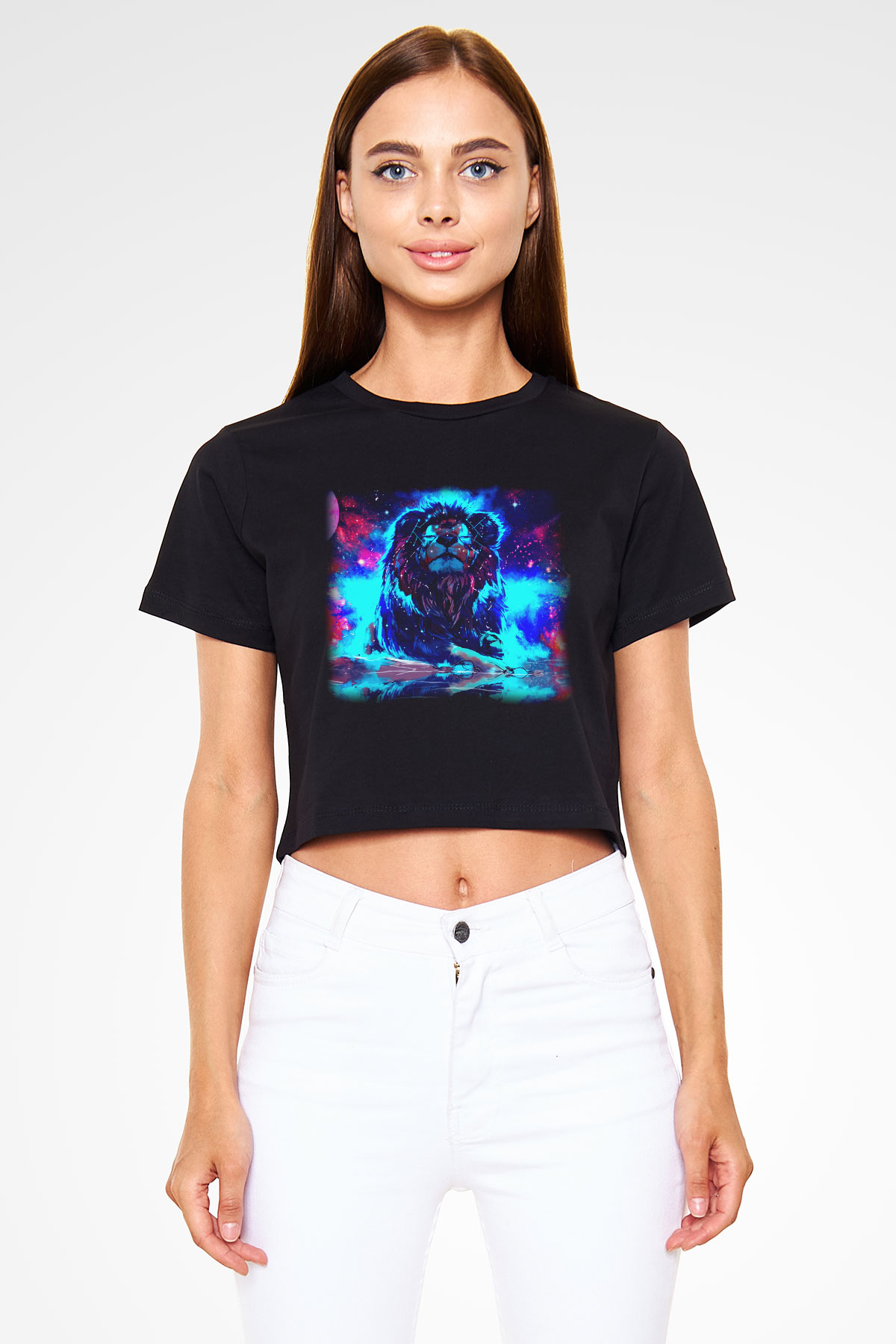 Aslan Siyah Crop Top Tişört