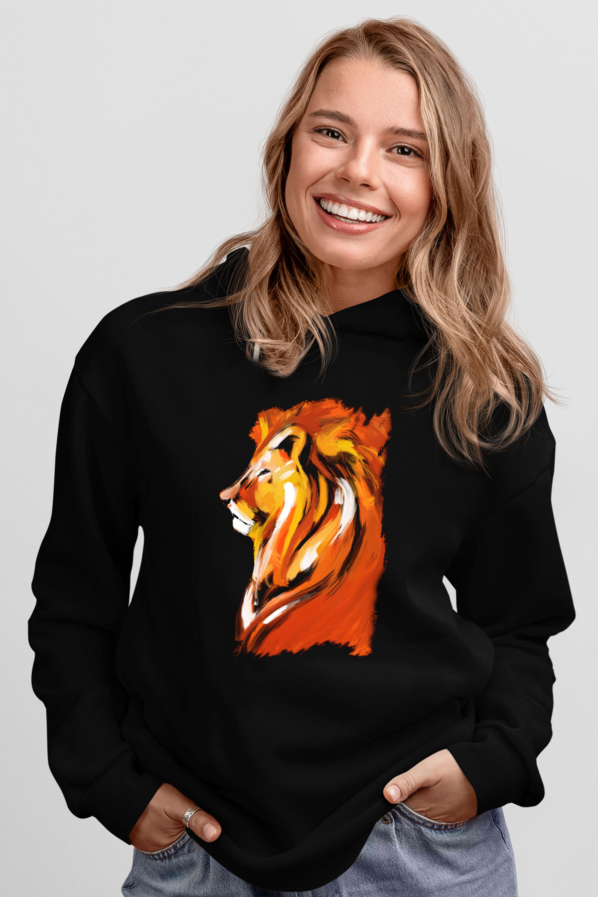 Aslan Siyah Unisex Hoodie