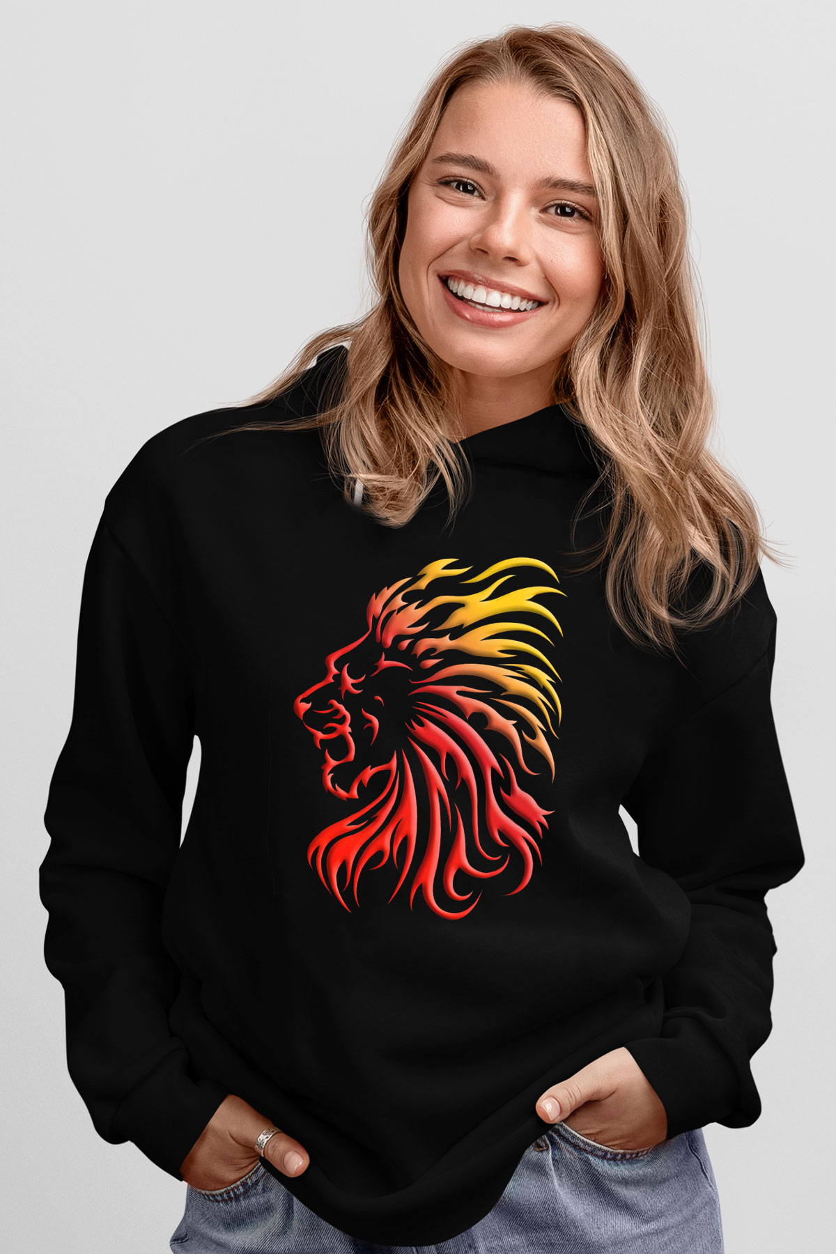 Aslan Siyah Unisex Hoodie