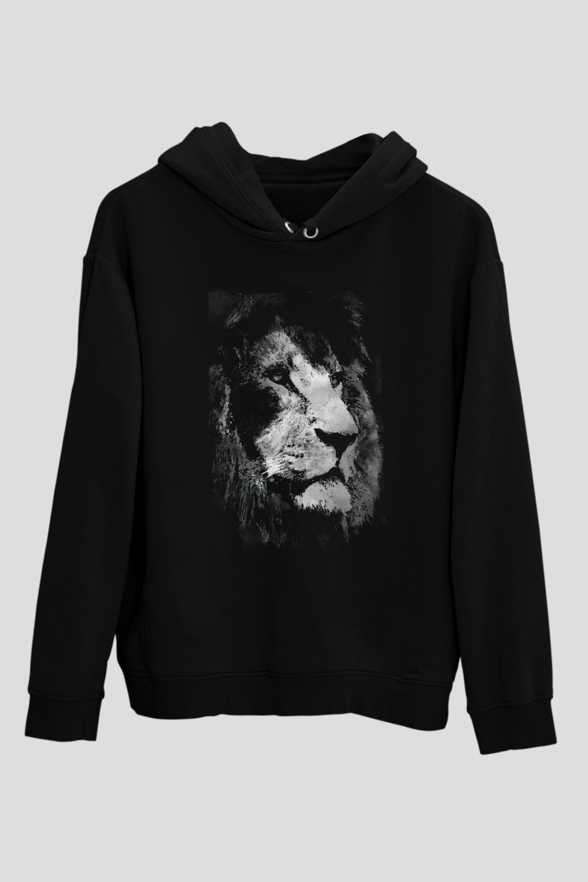 Aslan Siyah Unisex Kapüşonlu Sweatshirt