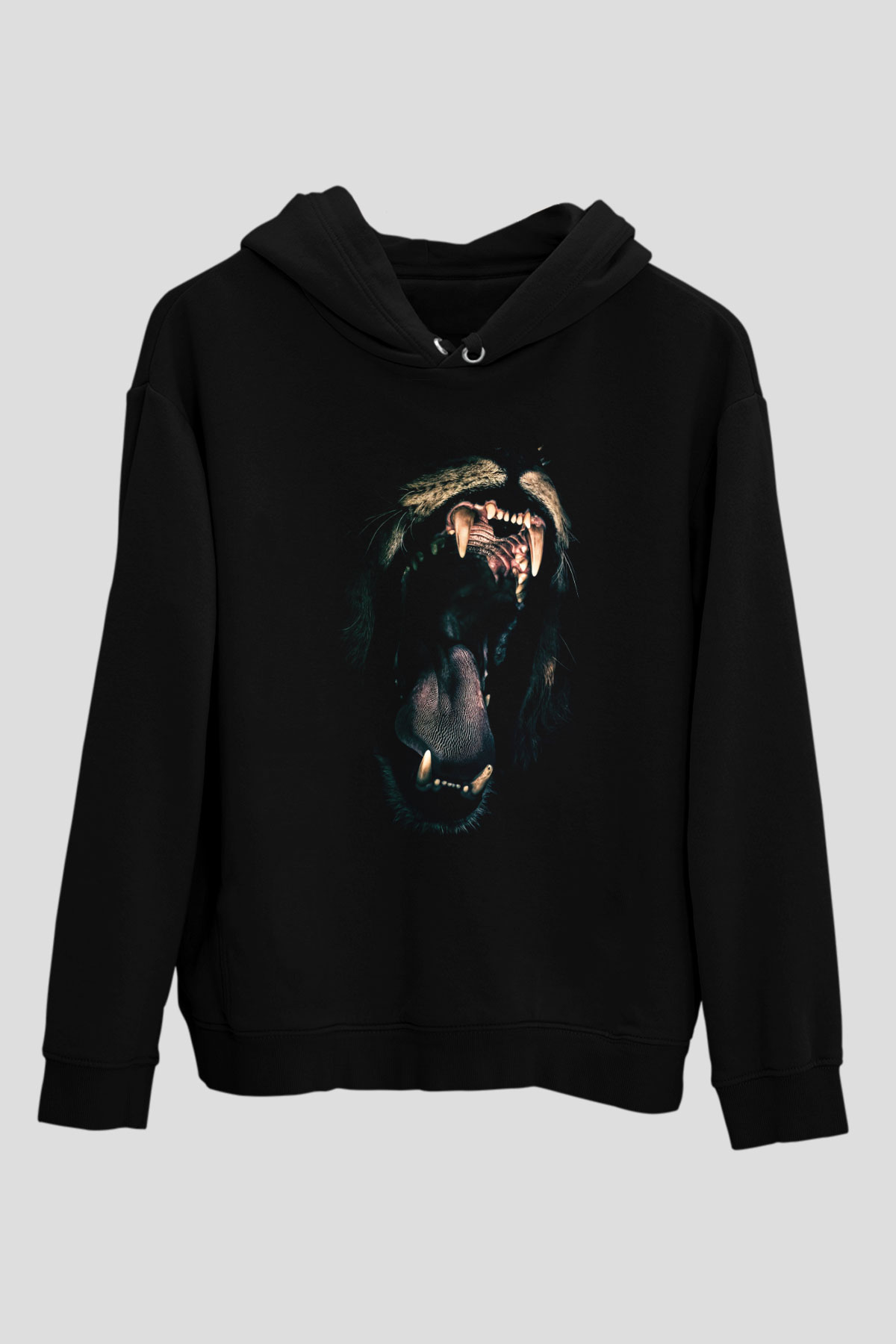 Aslan Siyah Unisex Kapüşonlu Sweatshirt