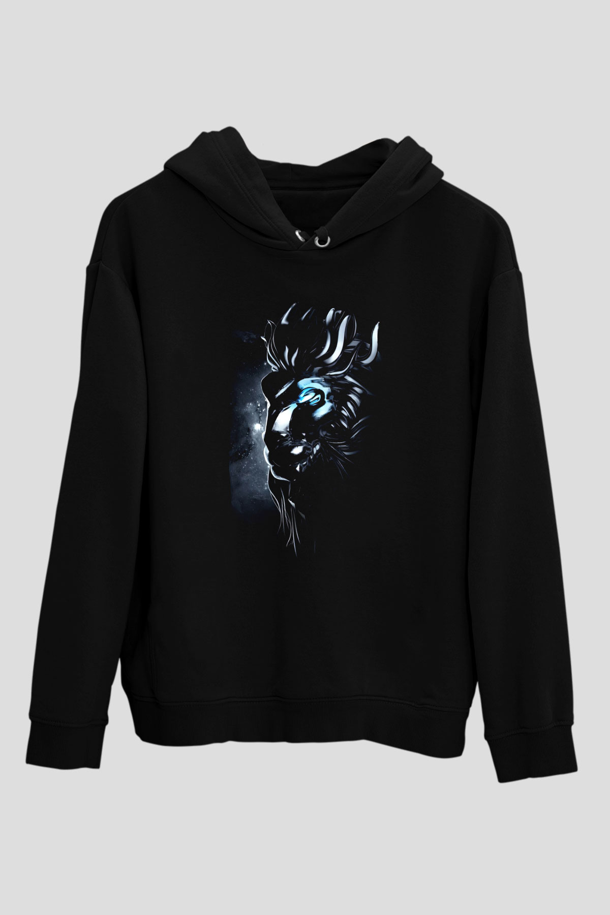 Aslan Siyah Unisex Kapüşonlu Sweatshirt