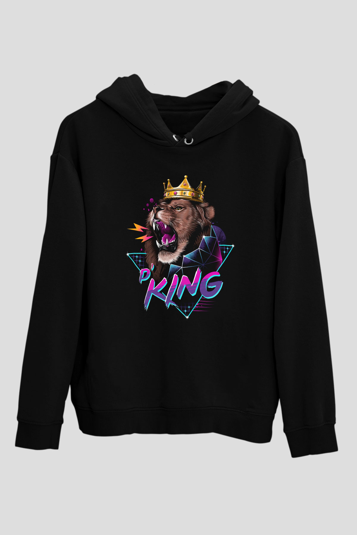 Aslan Siyah Unisex Kapüşonlu Sweatshirt
