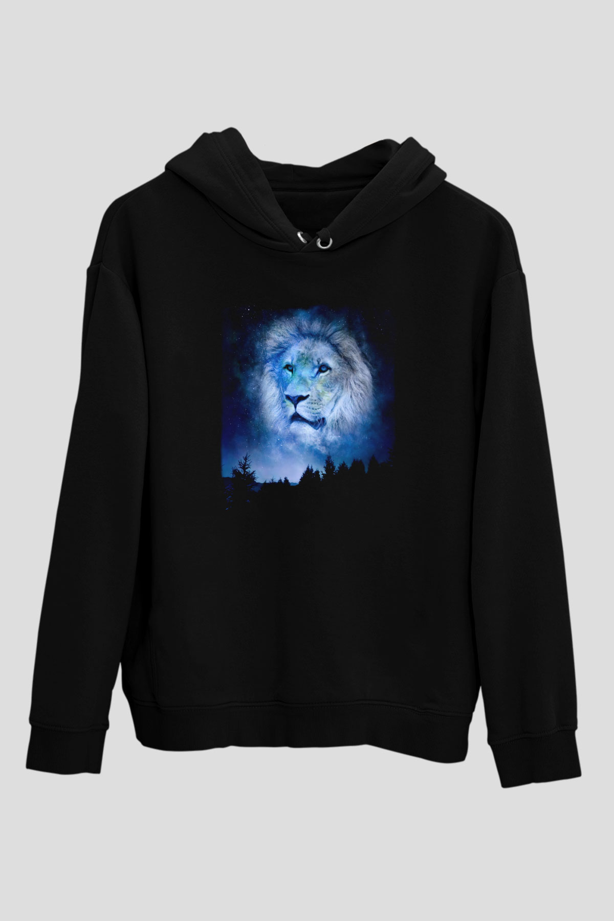 Aslan Siyah Unisex Kapüşonlu Sweatshirt