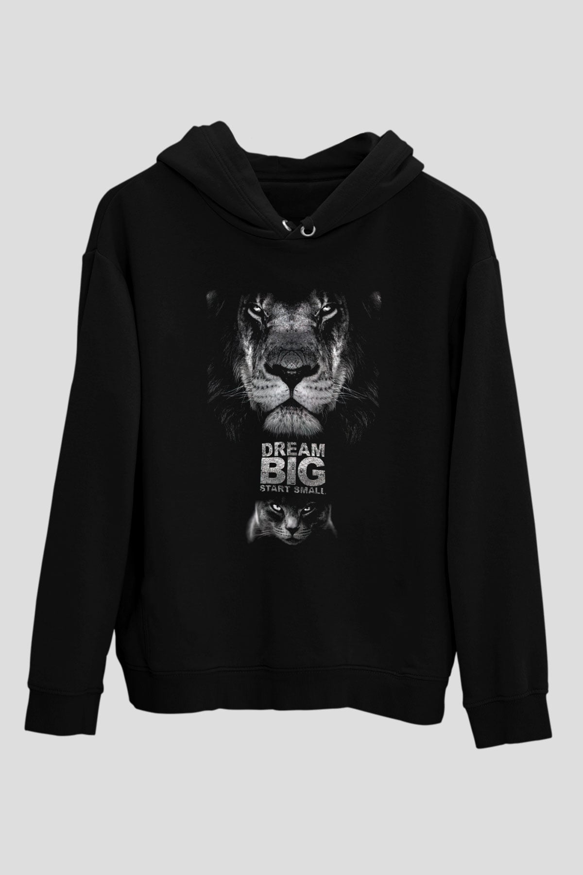 Aslan Siyah Unisex Kapüşonlu Sweatshirt