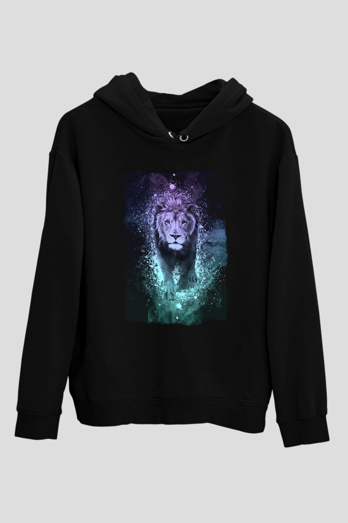 Aslan Siyah Unisex Kapüşonlu Sweatshirt